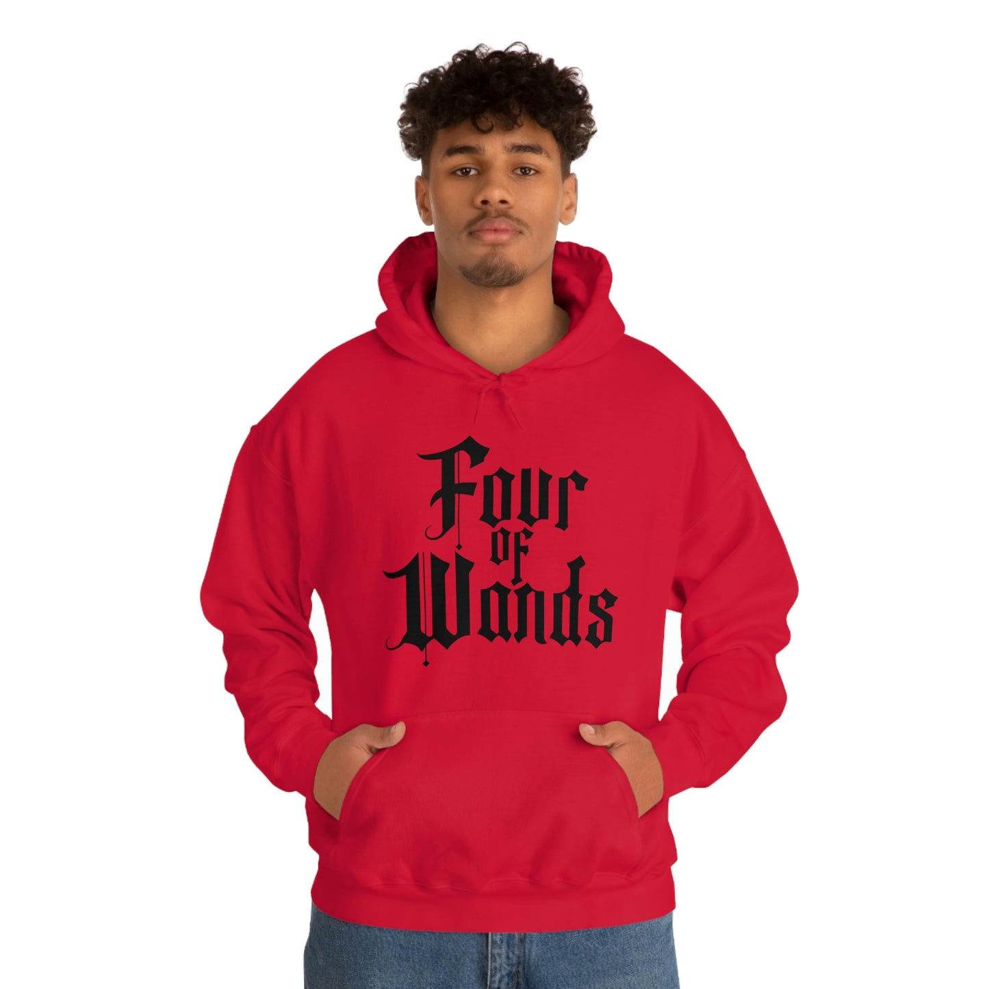 Four of Wands Black Logo Unisex Heavy Blend™ Hooded Sweatshirt