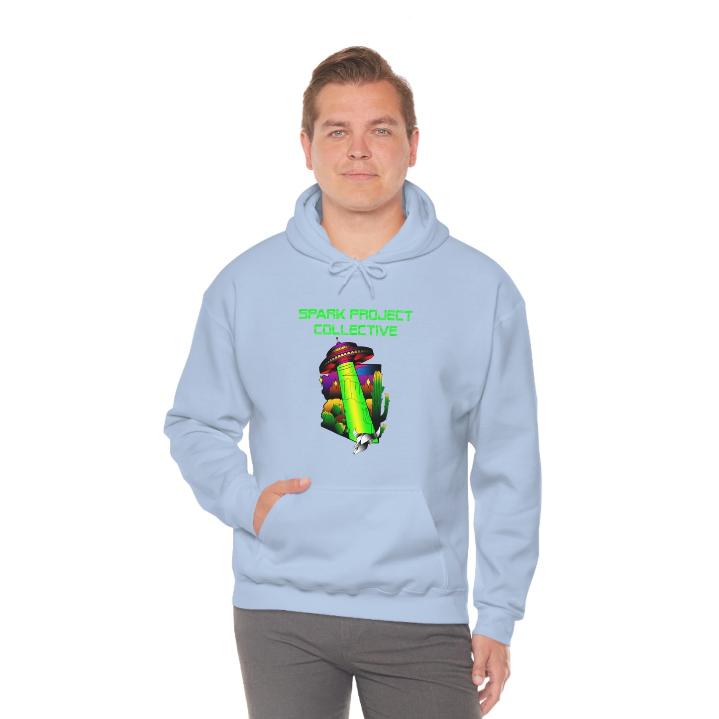 UFO Spark Green Font Unisex Heavy Blend™ Hooded Sweatshirt