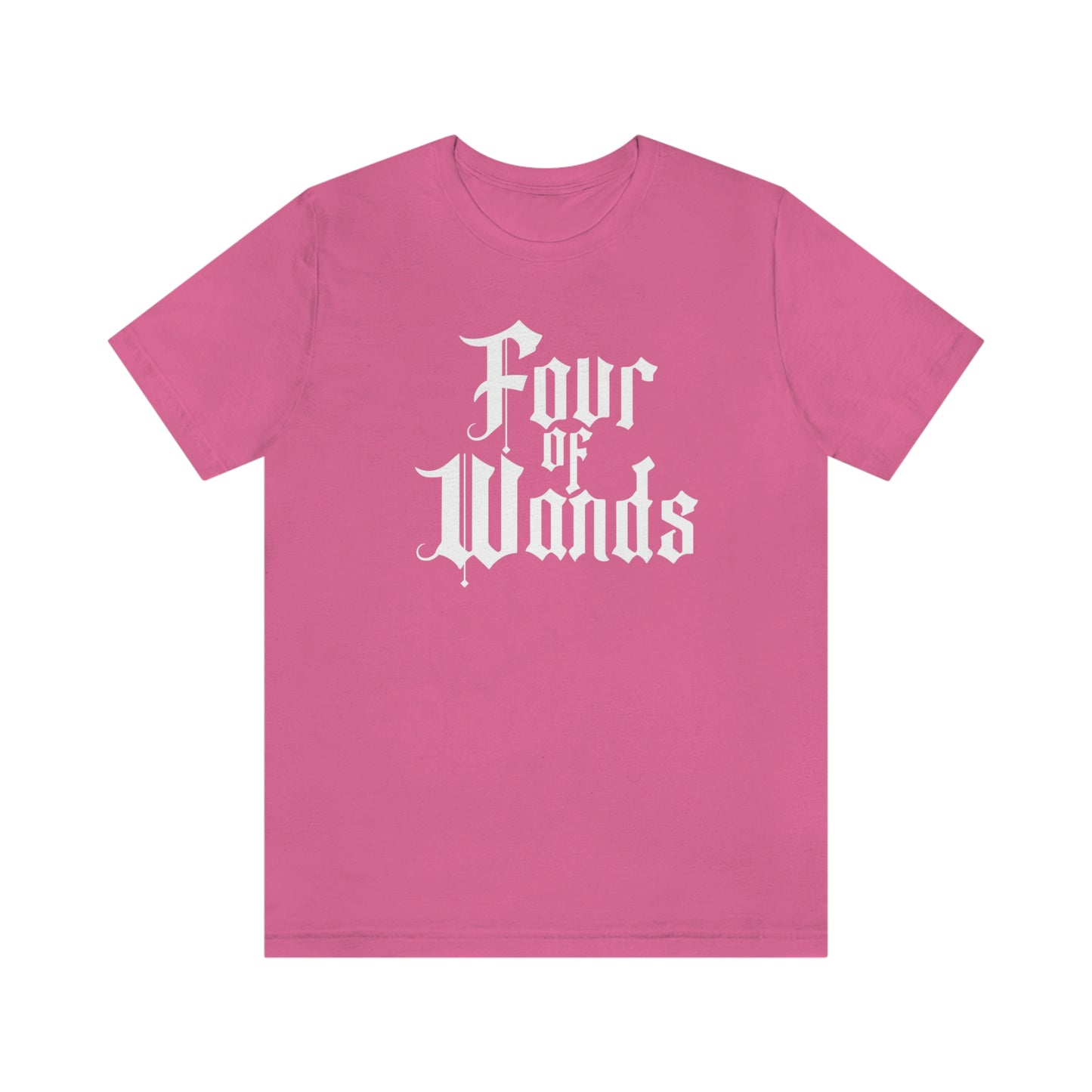 Four of Wands White Logo Unisex Jersey Short Sleeve Tee