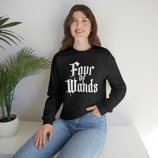 Four of Wands White Logo unisex heavy blend crewneck sweatshirt