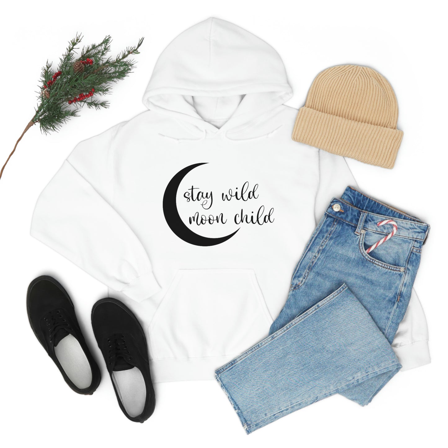 Stay Wild Moon Child Black Font Unisex Heavy Blend™ Hooded Sweatshirt