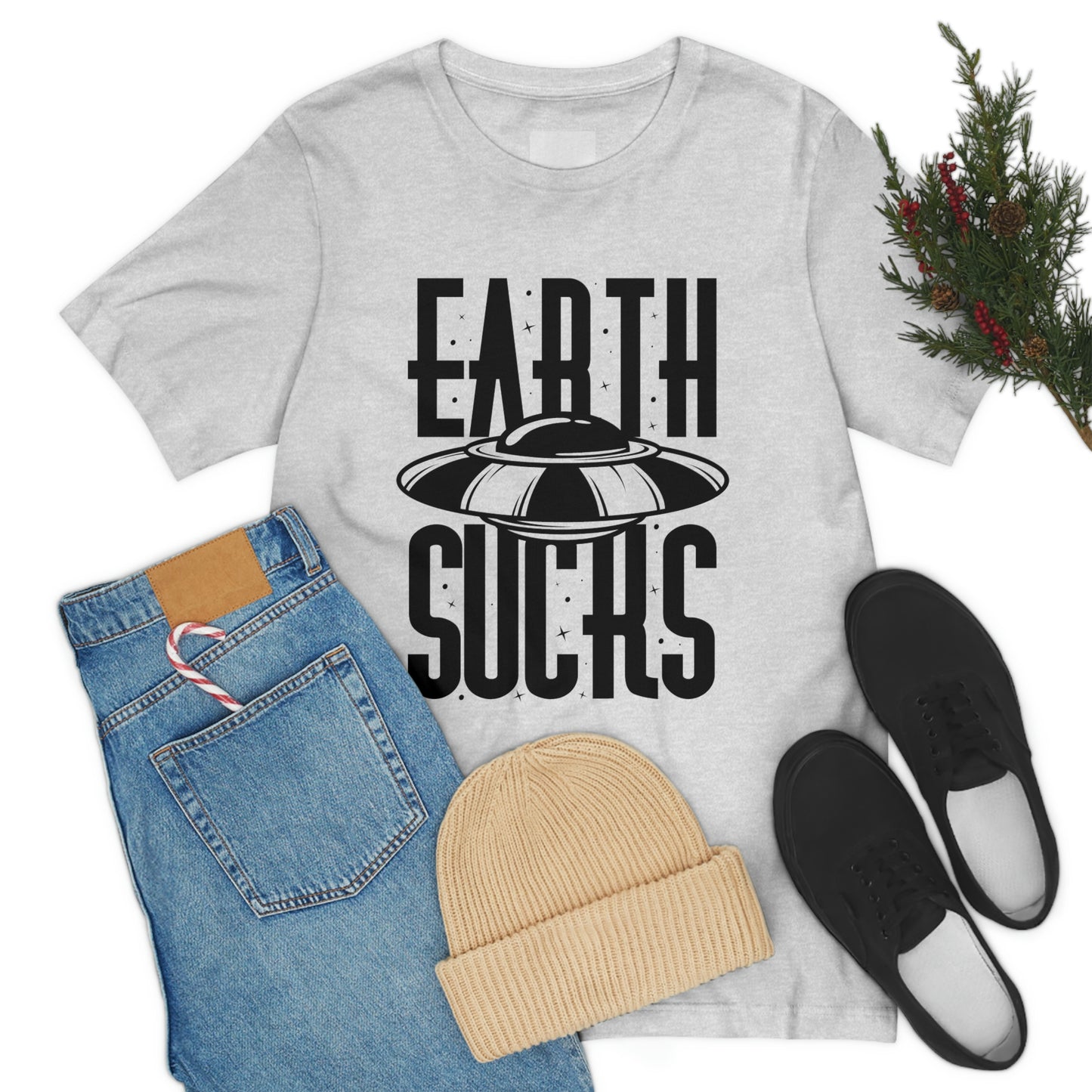 Earth Sucks Black Font Unisex Jersey Short Sleeve Tee