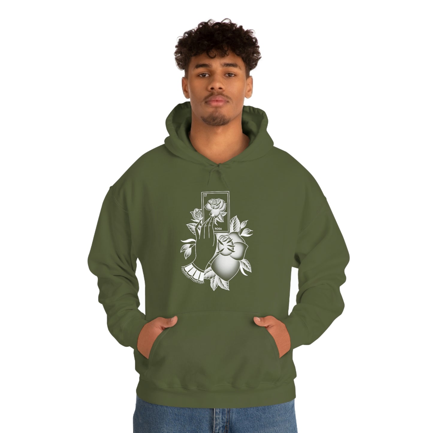 Rosa Card White Shaded Unisex Heavy Blend™ Hooded Sweatshirt