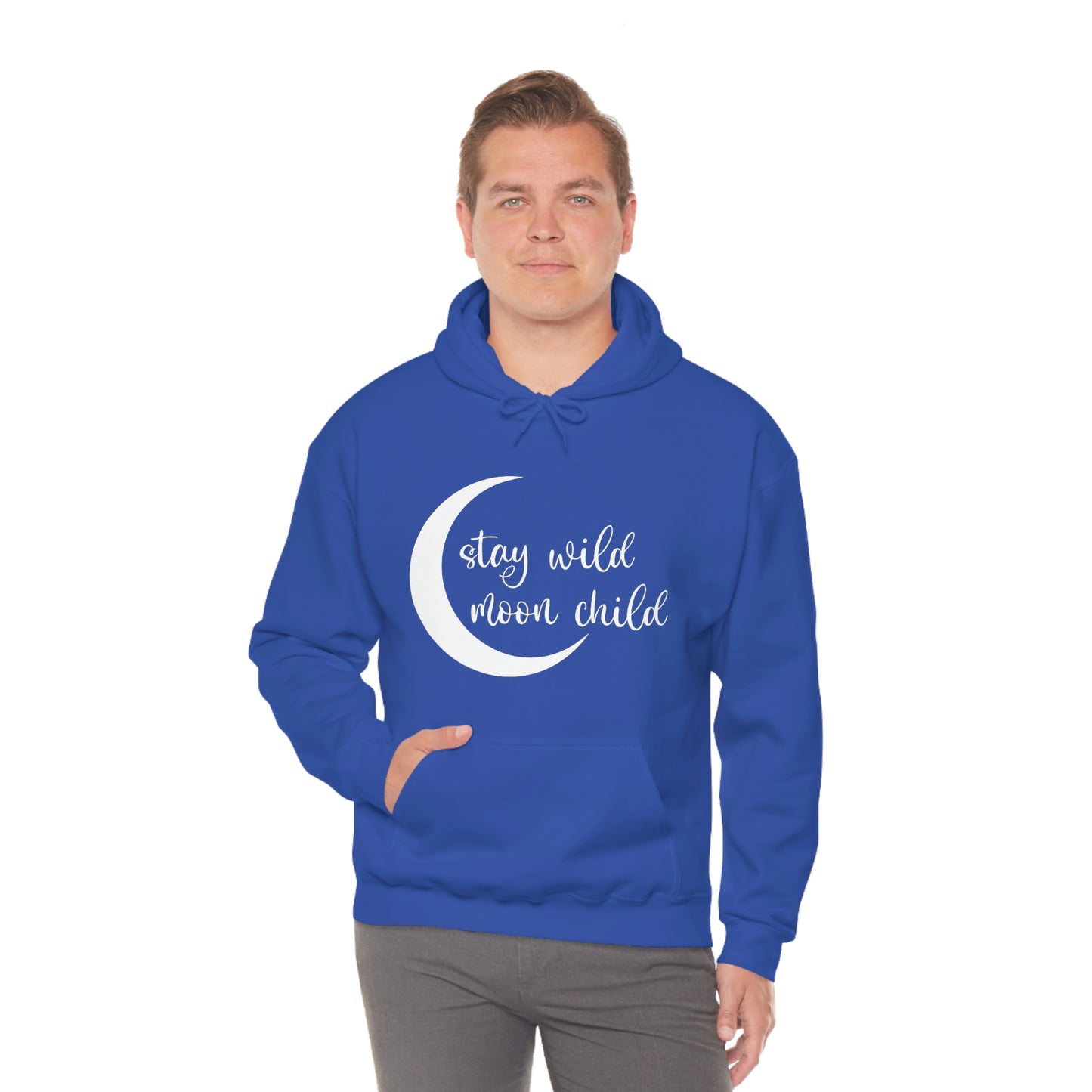 Stay Wild Moon Child White Font Unisex Heavy Blend™ Hooded Sweatshirt