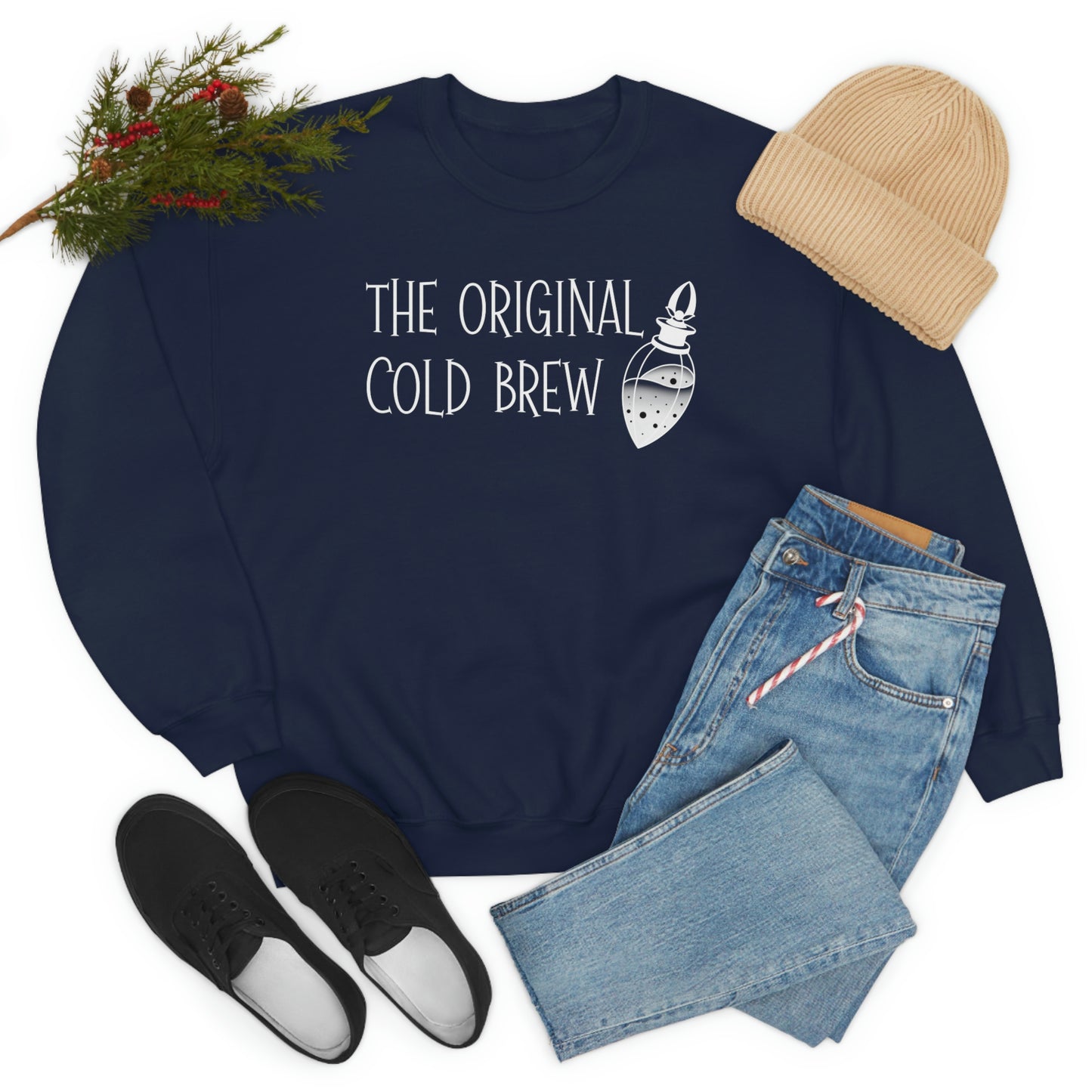 The Original Cold Brew White Font unisex heavy blend crewneck sweatshirt