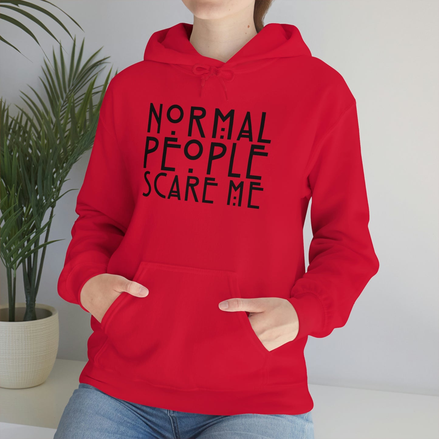 Normal People Scare Me Black Font Unisex Heavy Blend™ Hooded Sweatshirt