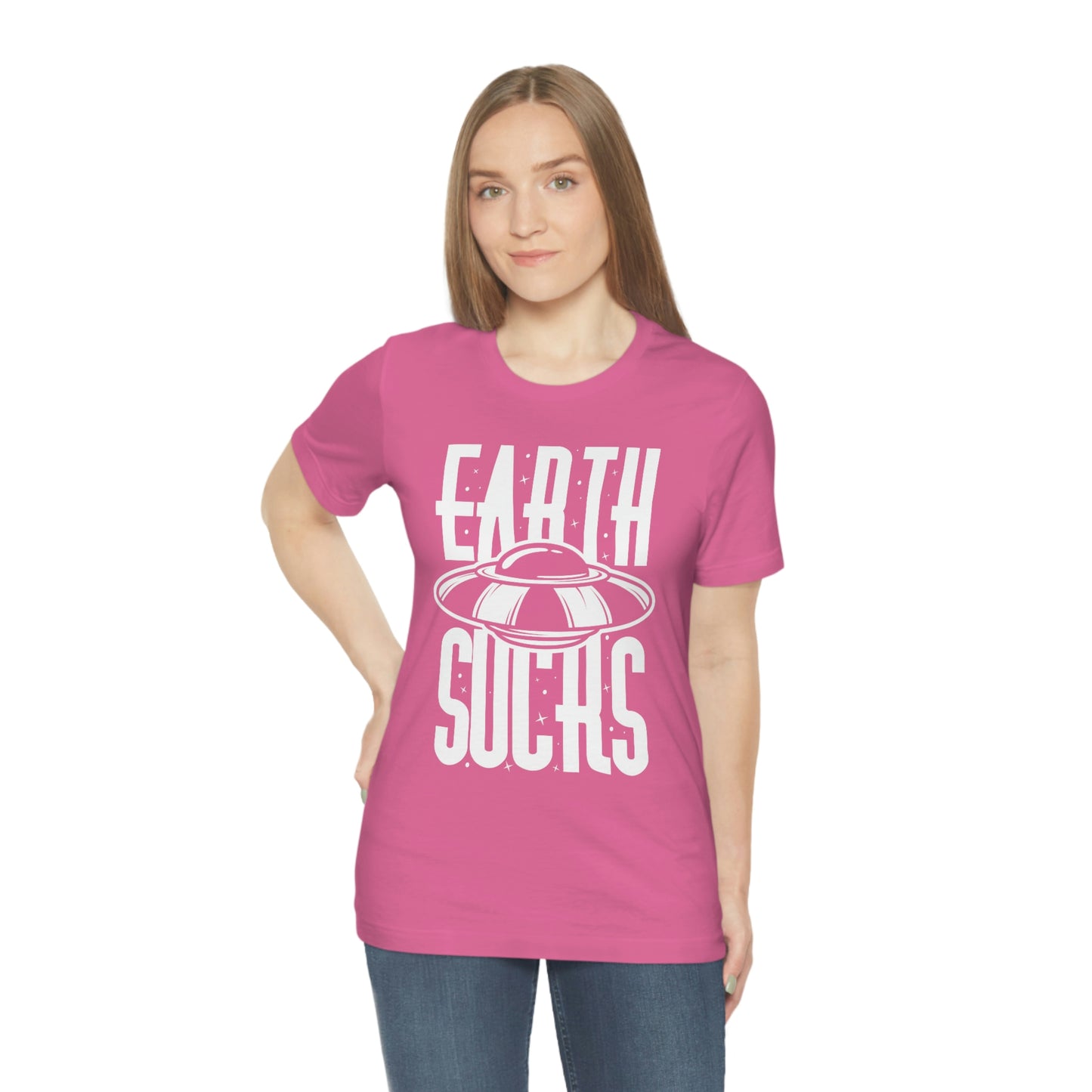 Earth Sucks White Font Unisex Jersey Short Sleeve Tee