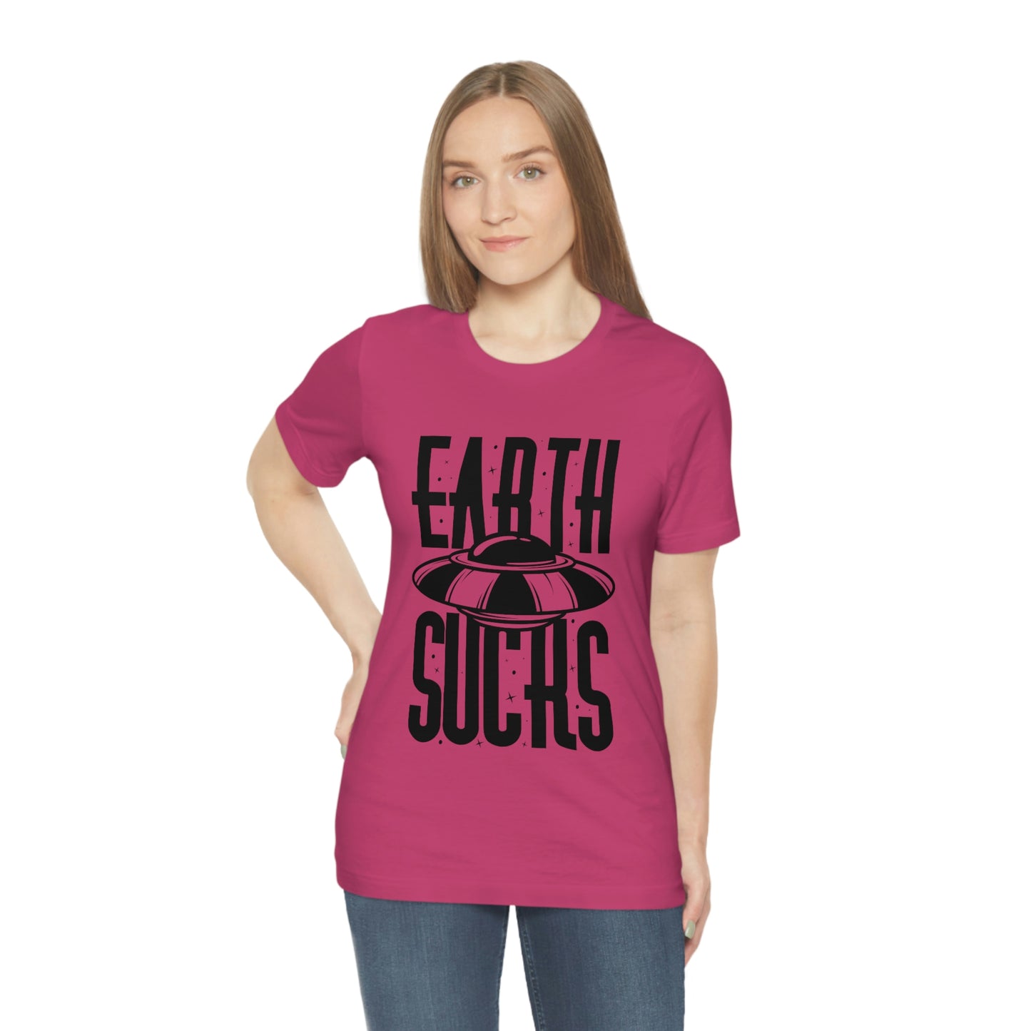 Earth Sucks Black Font Unisex Jersey Short Sleeve Tee