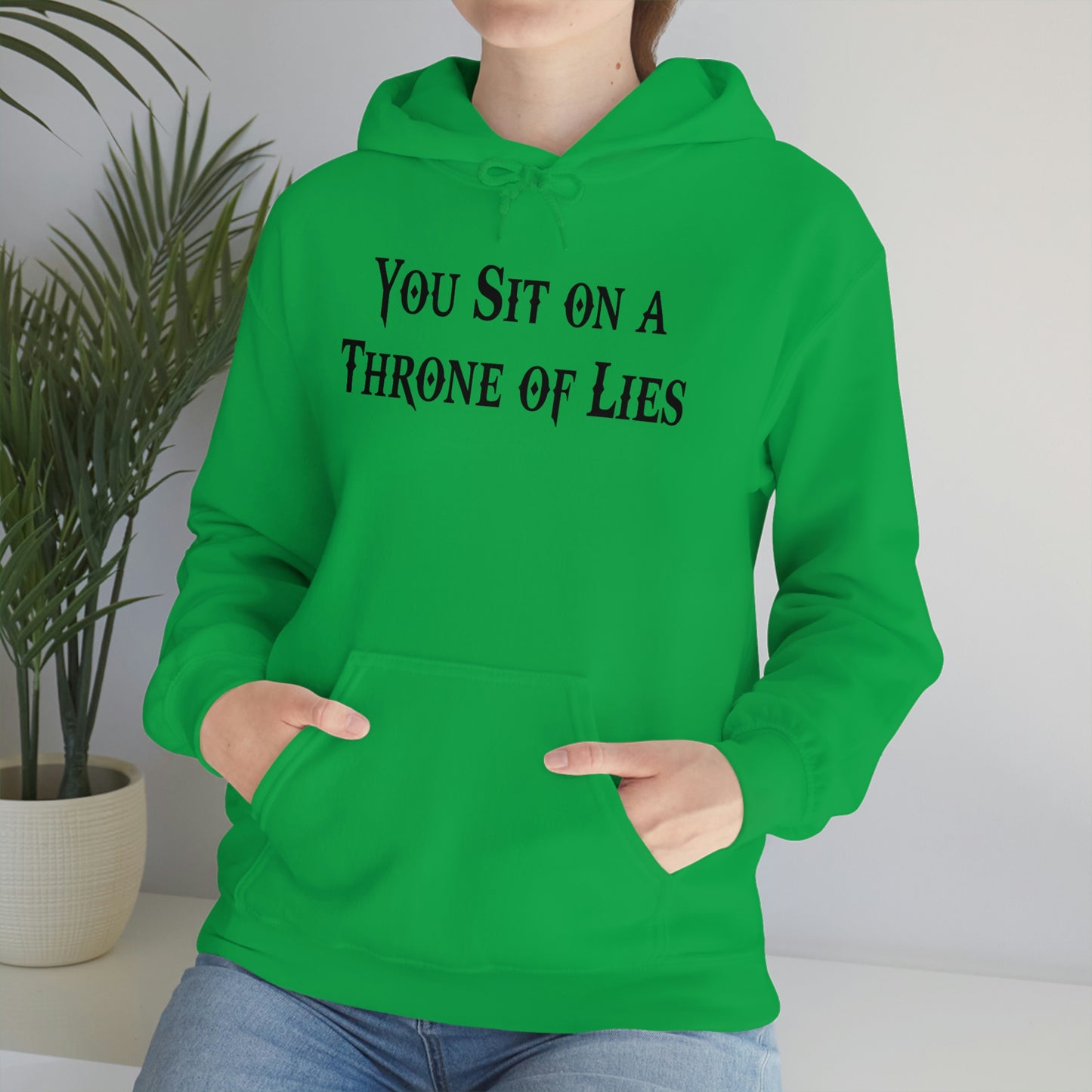 You Sit on A Throne of Lies Black Font Unisex Heavy Blend™ Hooded Sweatshirt