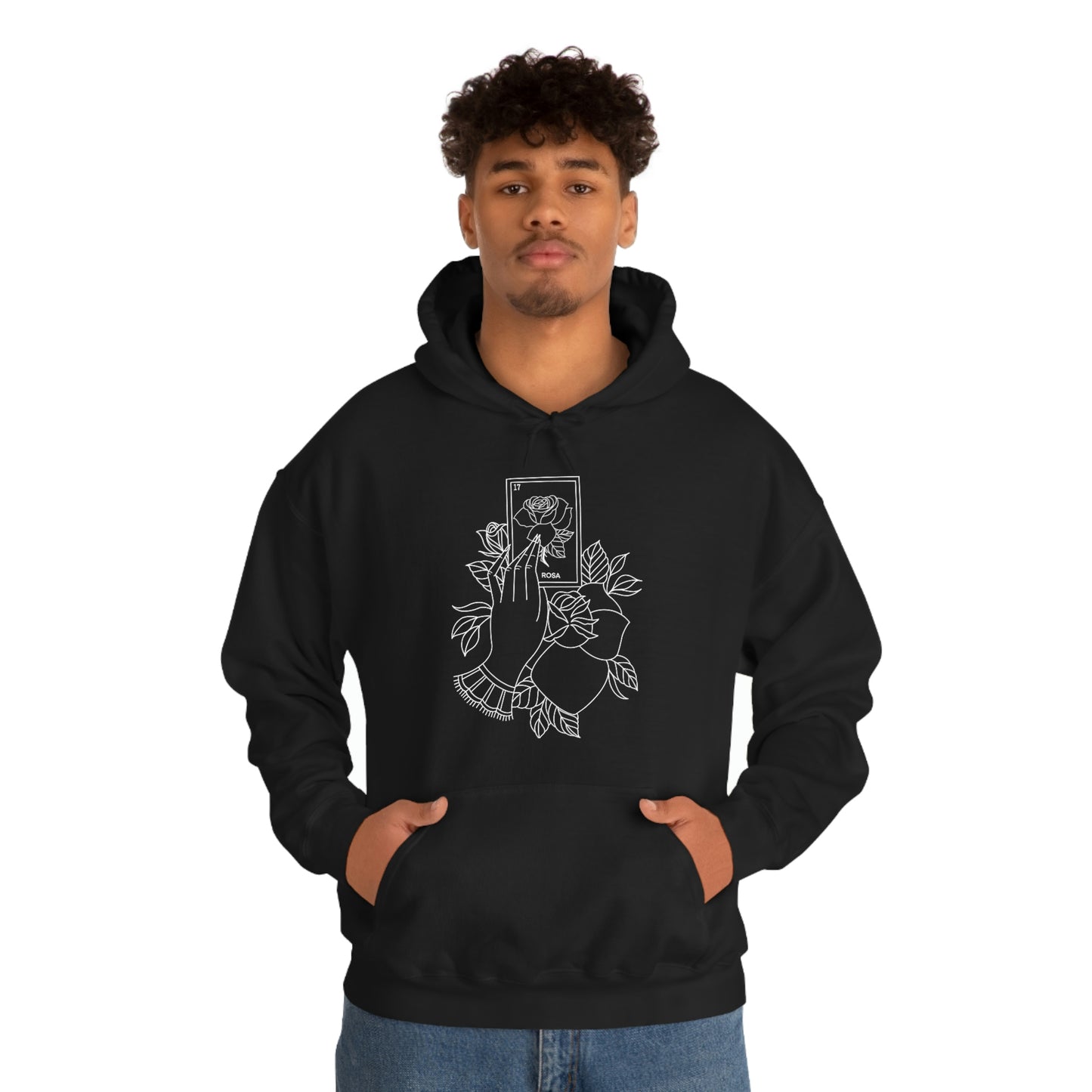 Rosa Card White Lines Unisex Heavy Blend™ Hooded Sweatshirt