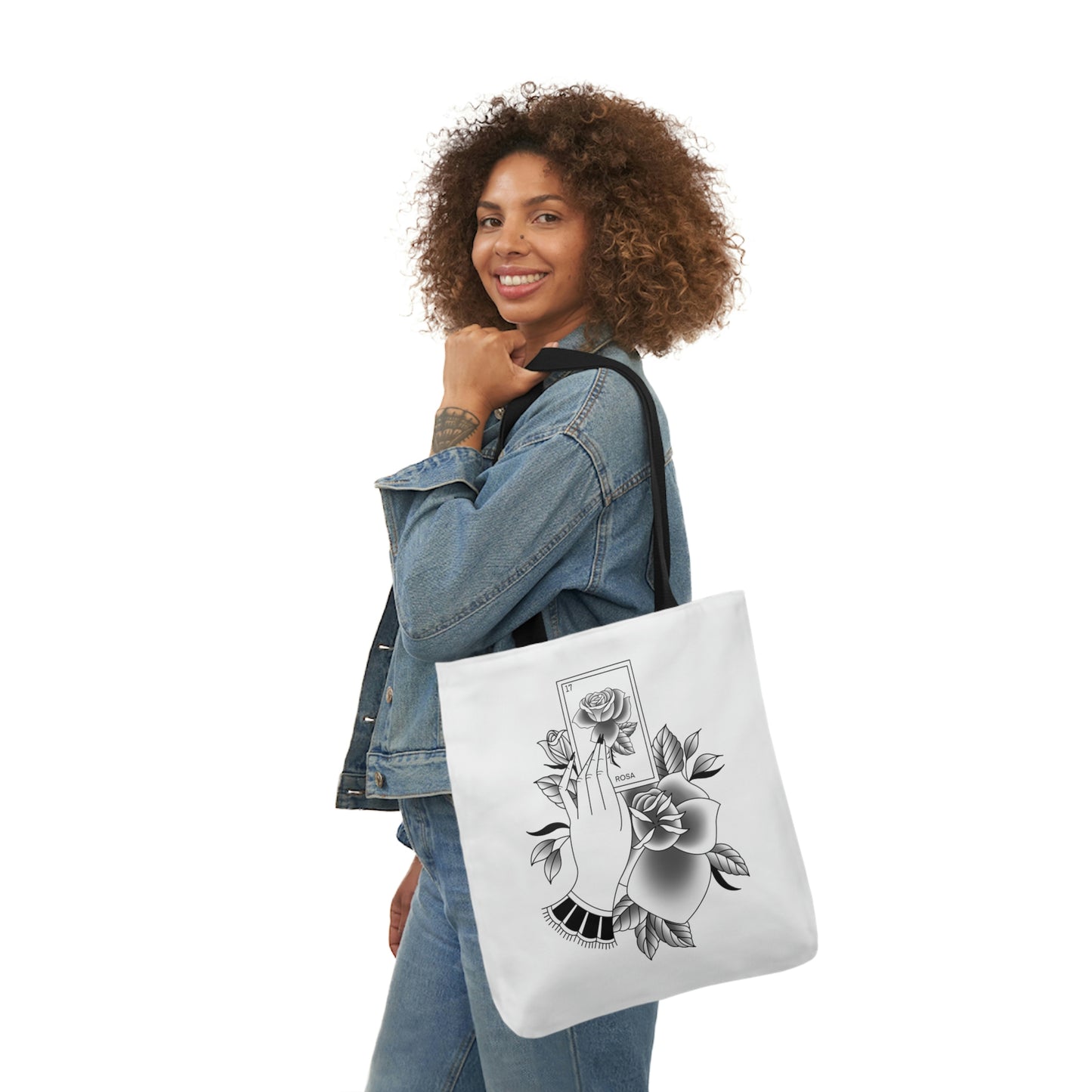 Rosa Card AOP Polyester Canvas Tote Bag