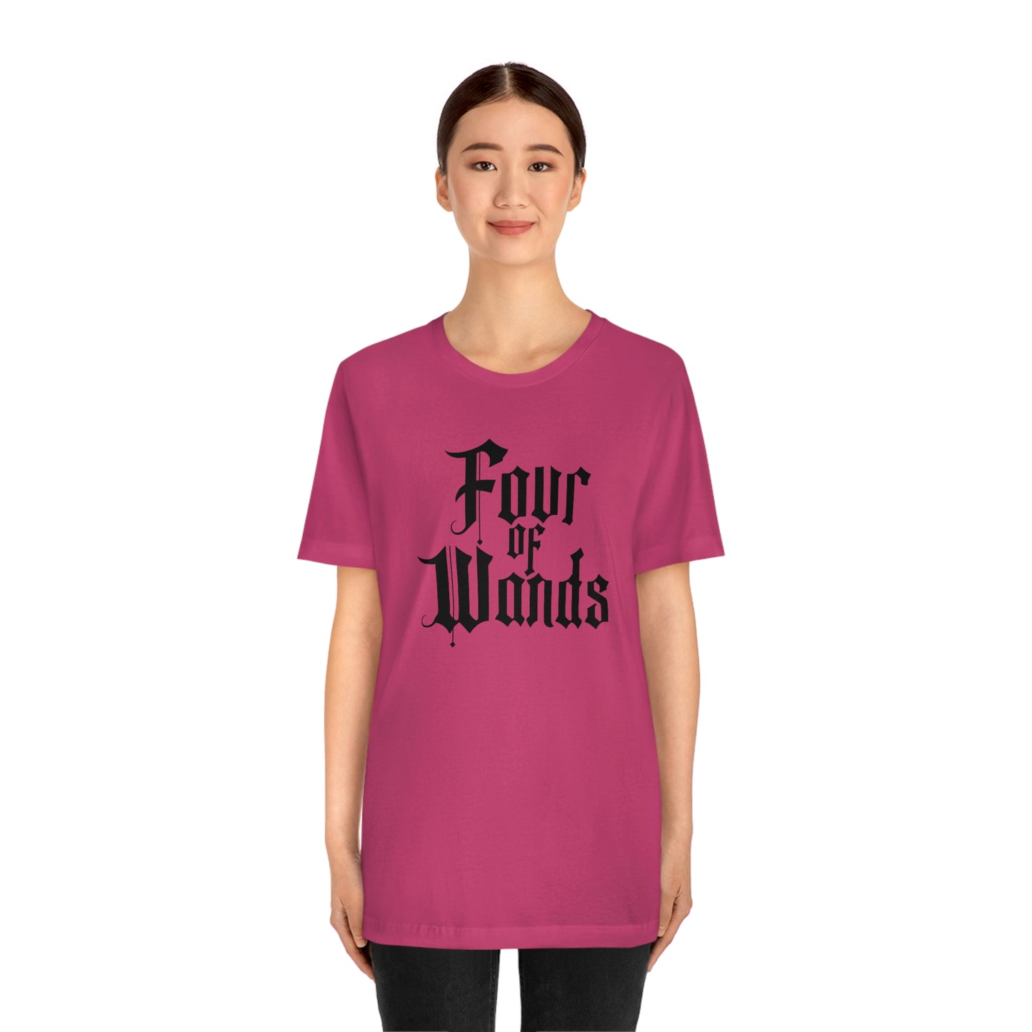 Four of Wands Black Logo Unisex Jersey Short Sleeve Tee