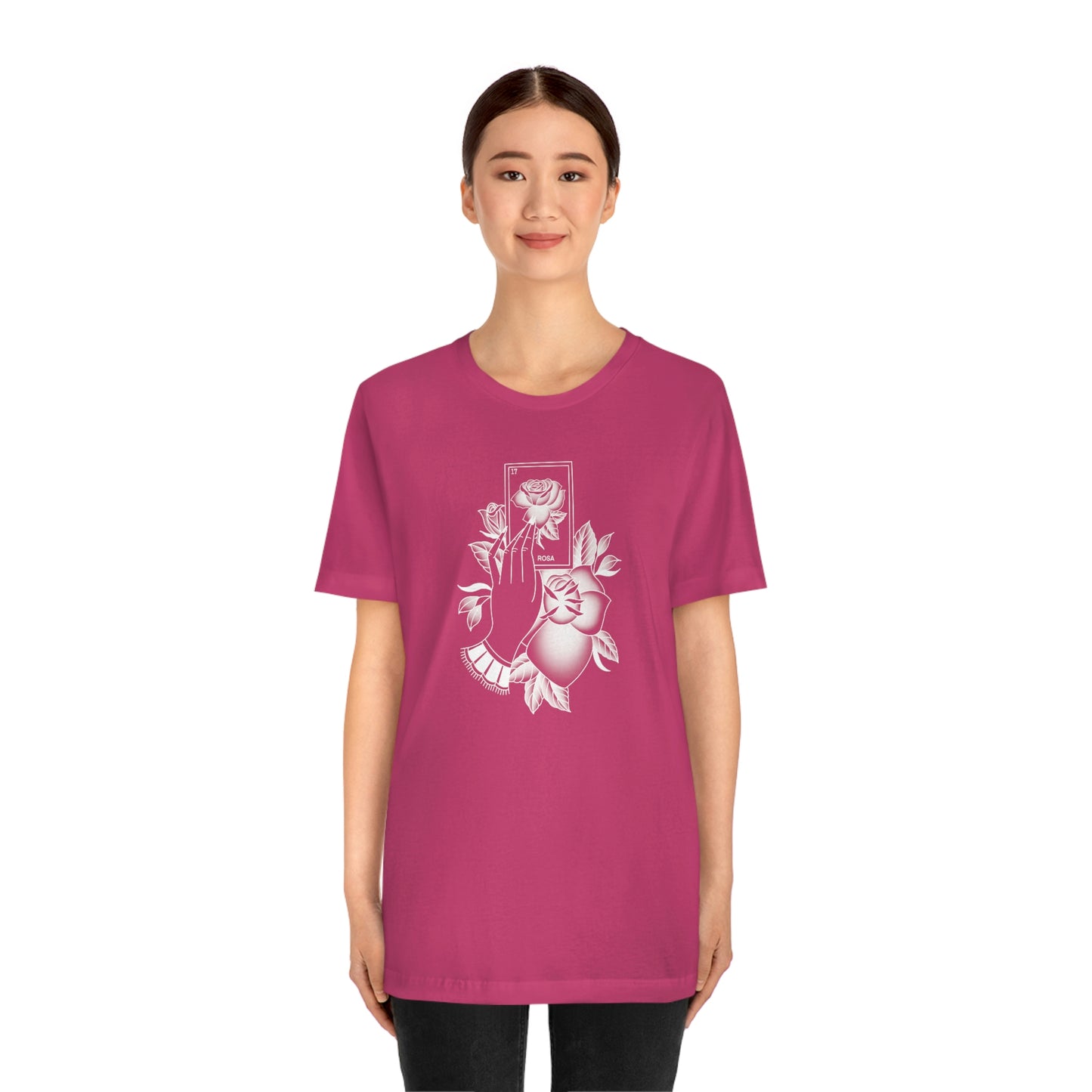 Rosa Card White Shaded Unisex Jersey Short Sleeve Tee