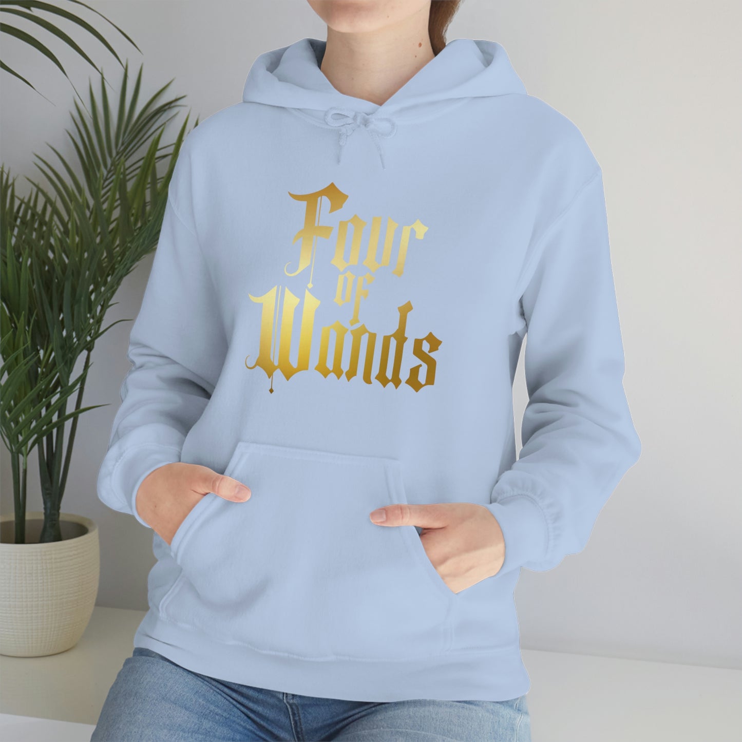 Four of Wands Gold Logo Unisex Heavy Blend™ Hooded Sweatshirt