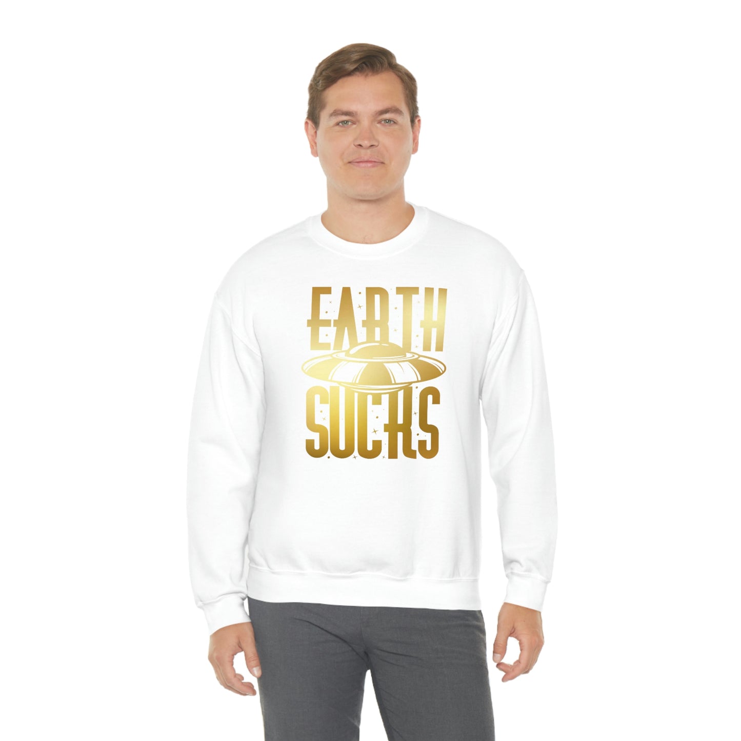 Earth Sucks Gold Font unisex heavy blend crewneck sweatshirt