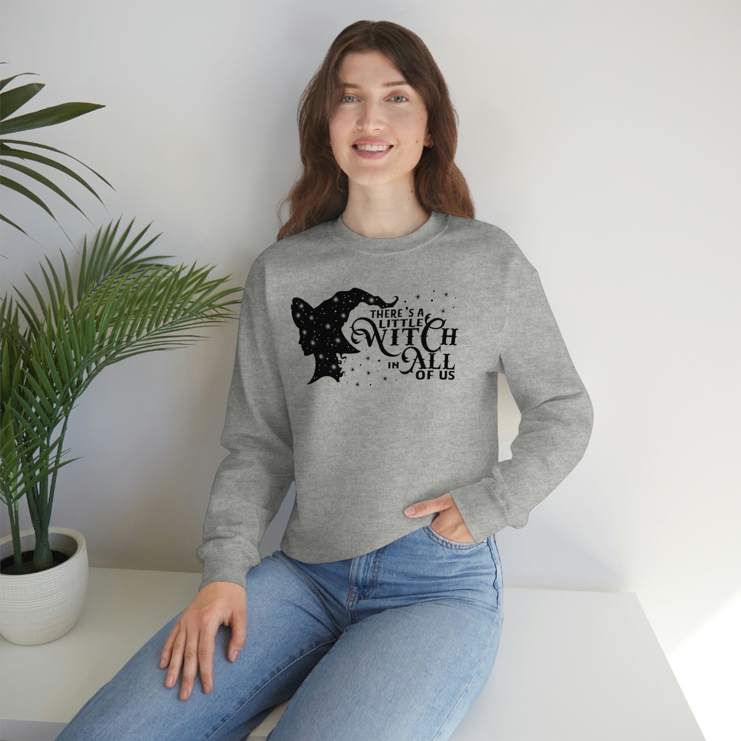 Witch in All of Us Black Font White unisex heavy blend crewneck sweatshirt