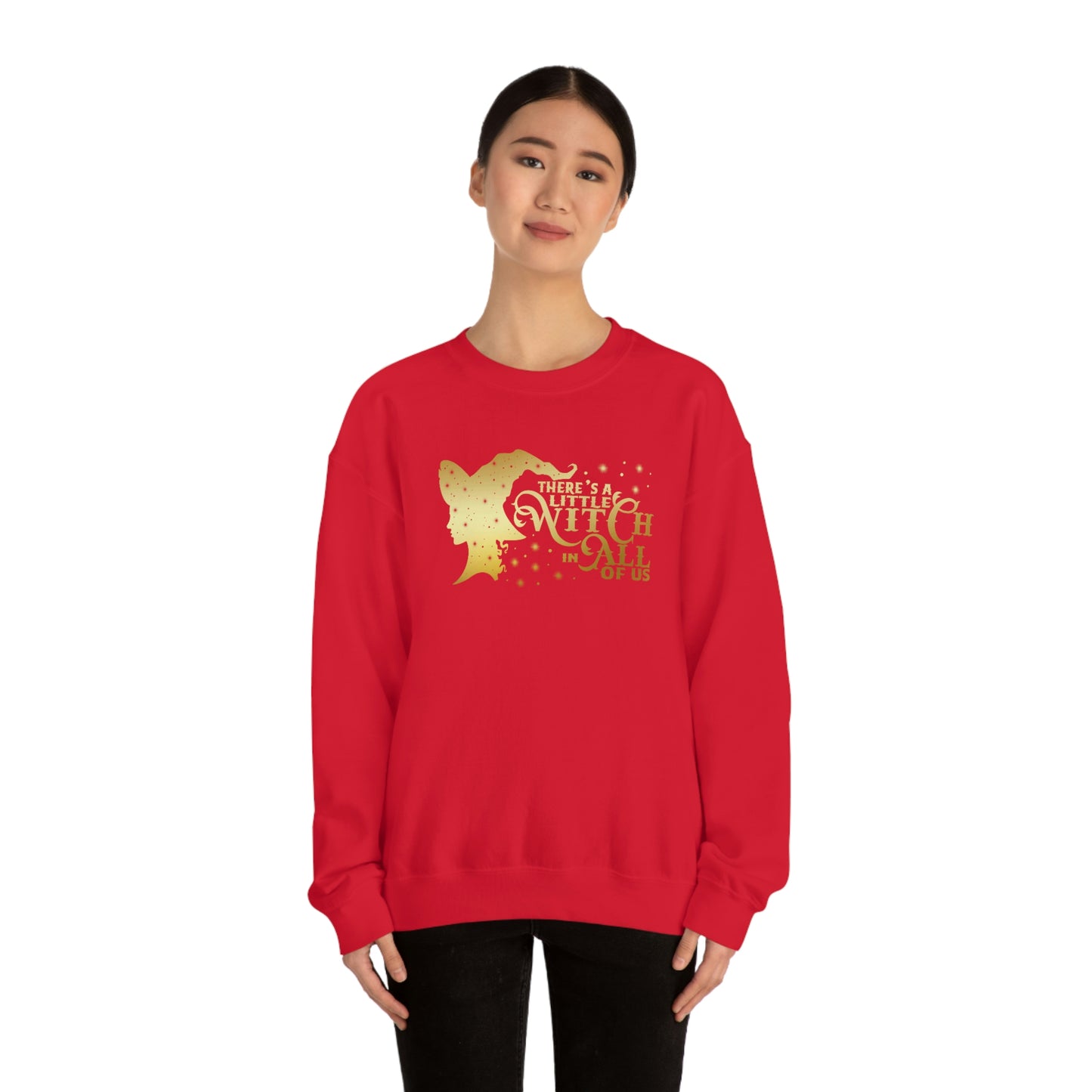 Witch In All of Us Gold Font Black unisex heavy blend crewneck sweatshirt