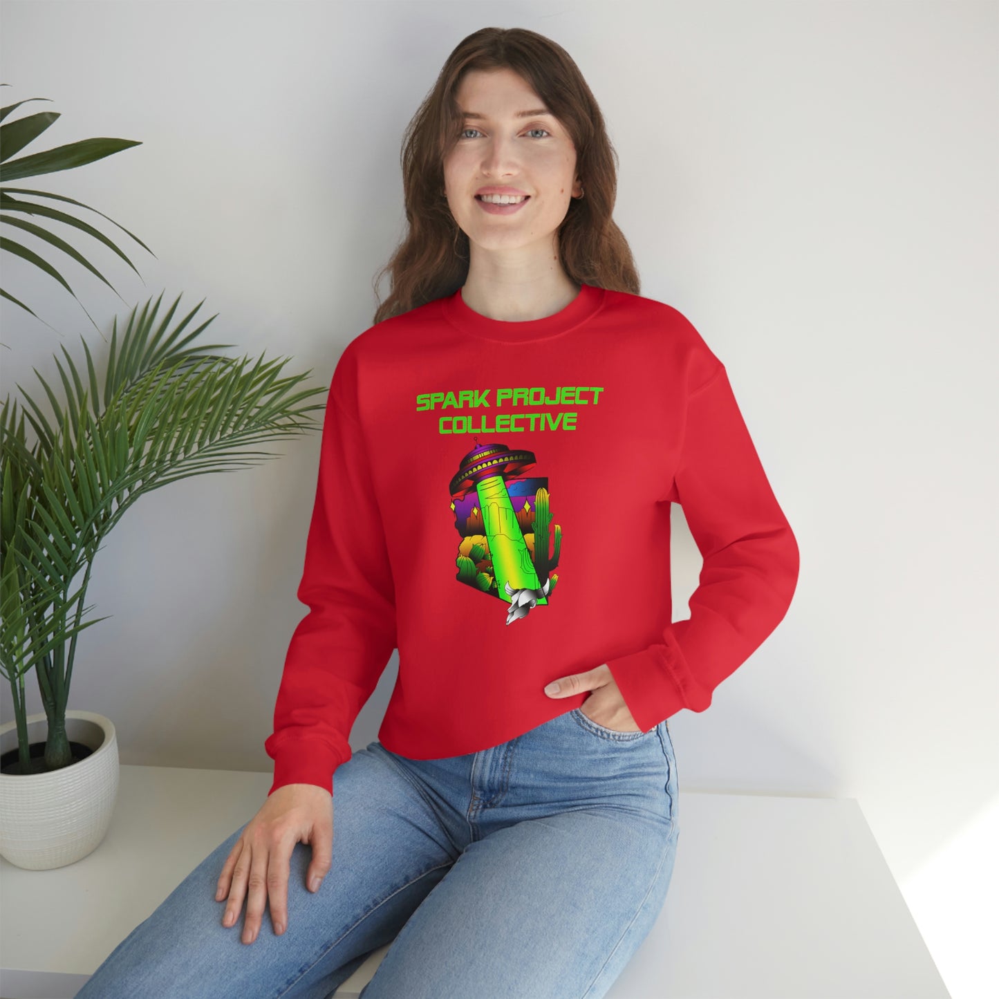 UFO Spark Green Font unisex heavy blend crewneck sweatshirt