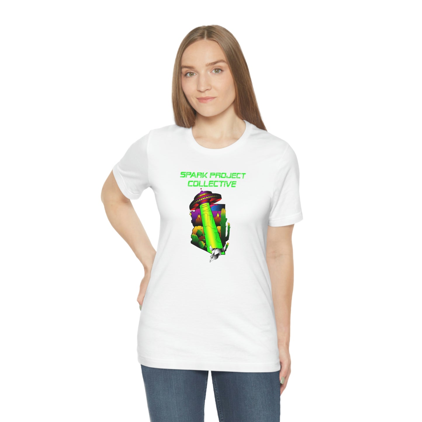 UFO Spark Green Font unisex jersey short sleeve tee