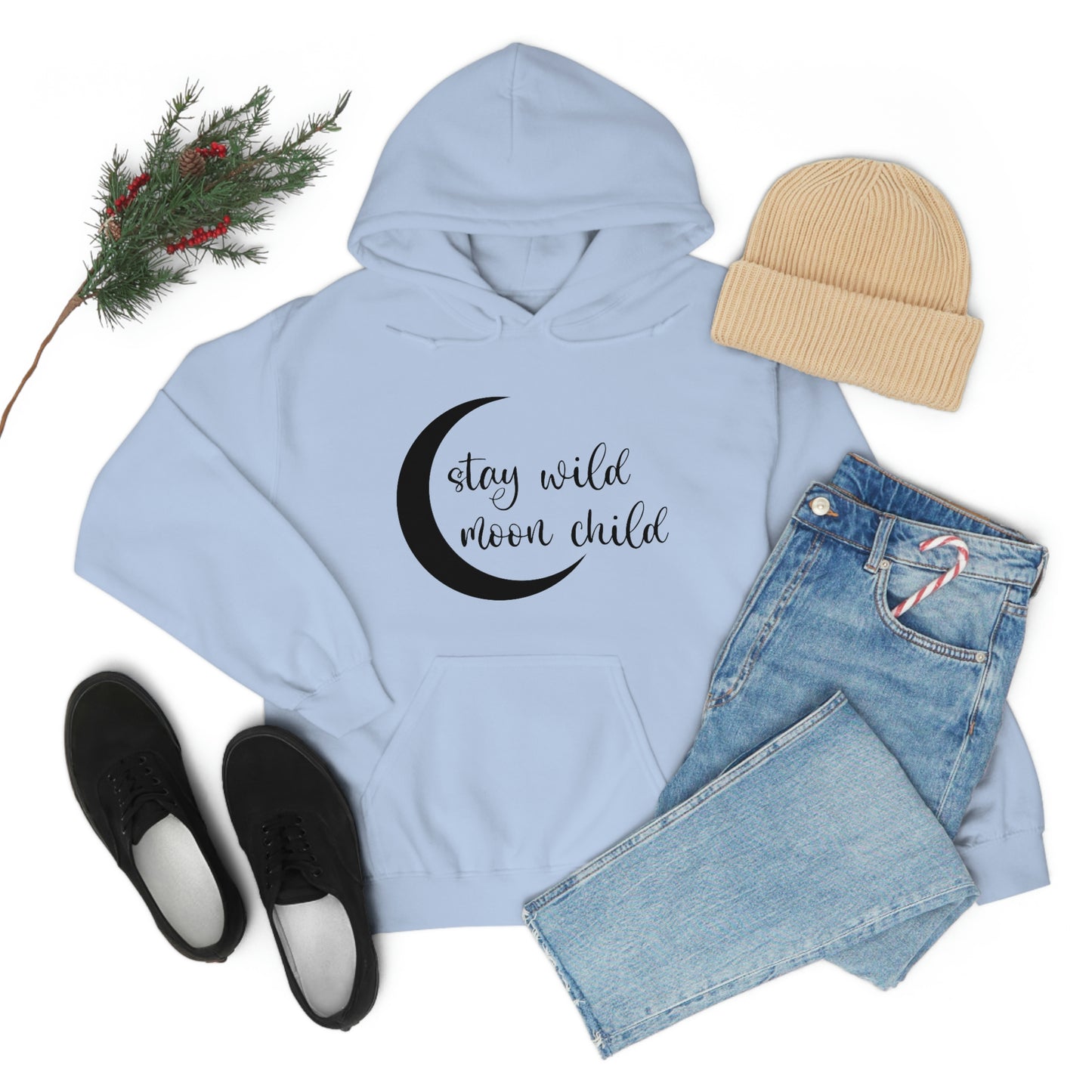 Stay Wild Moon Child Black Font Unisex Heavy Blend™ Hooded Sweatshirt