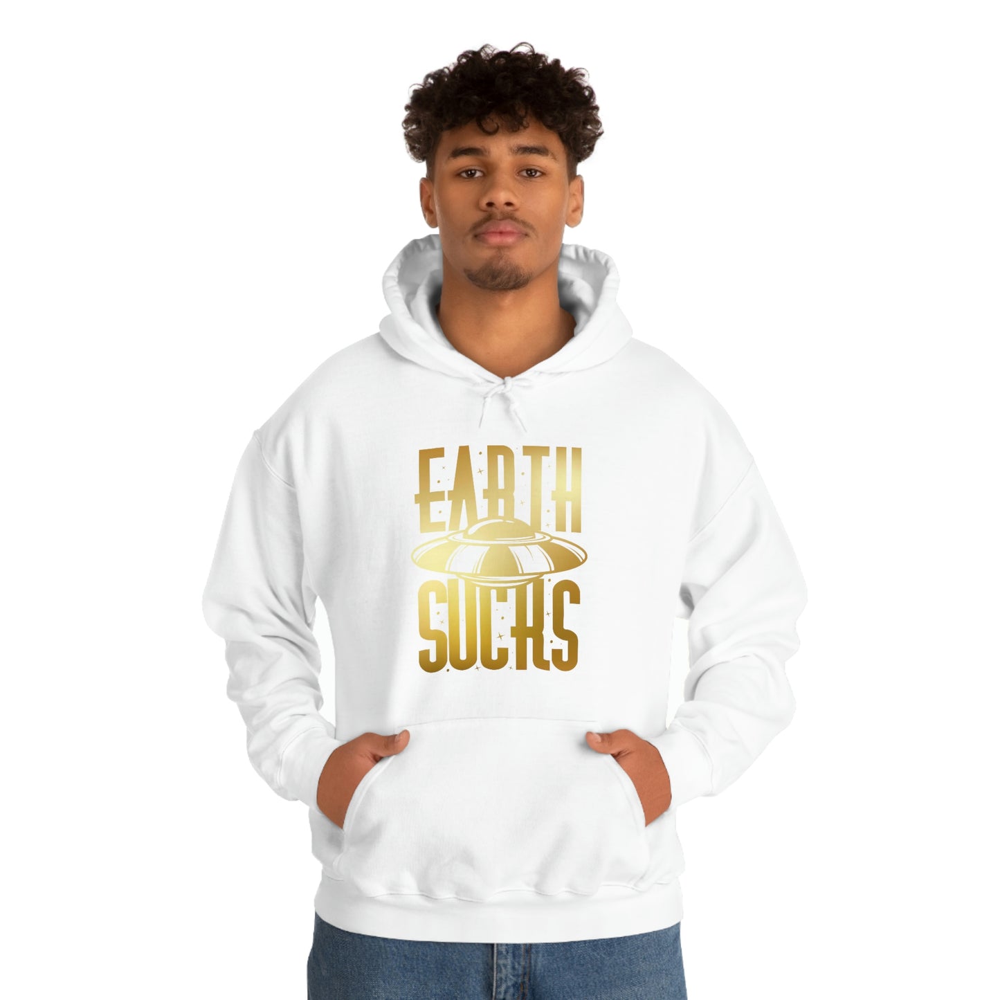 Earth Sucks Gold Font Unisex Heavy Blend™ Hooded Sweatshirt