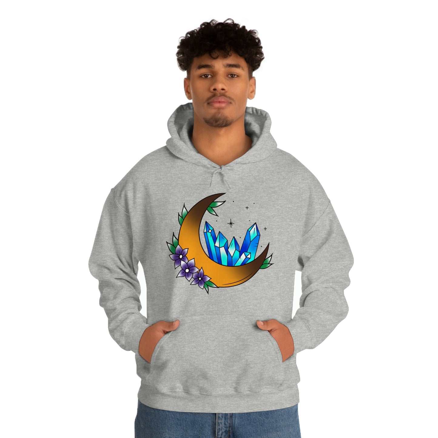 Blue Crystal Flower Unisex Heavy Blend™ Hooded Sweatshirt