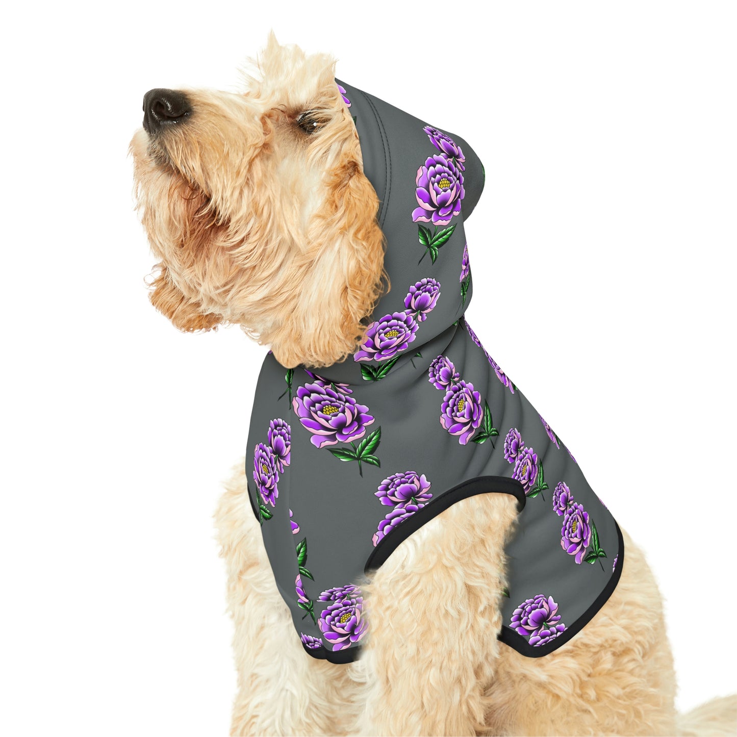 Flower Pattern Dk Grey Dog Hoodie