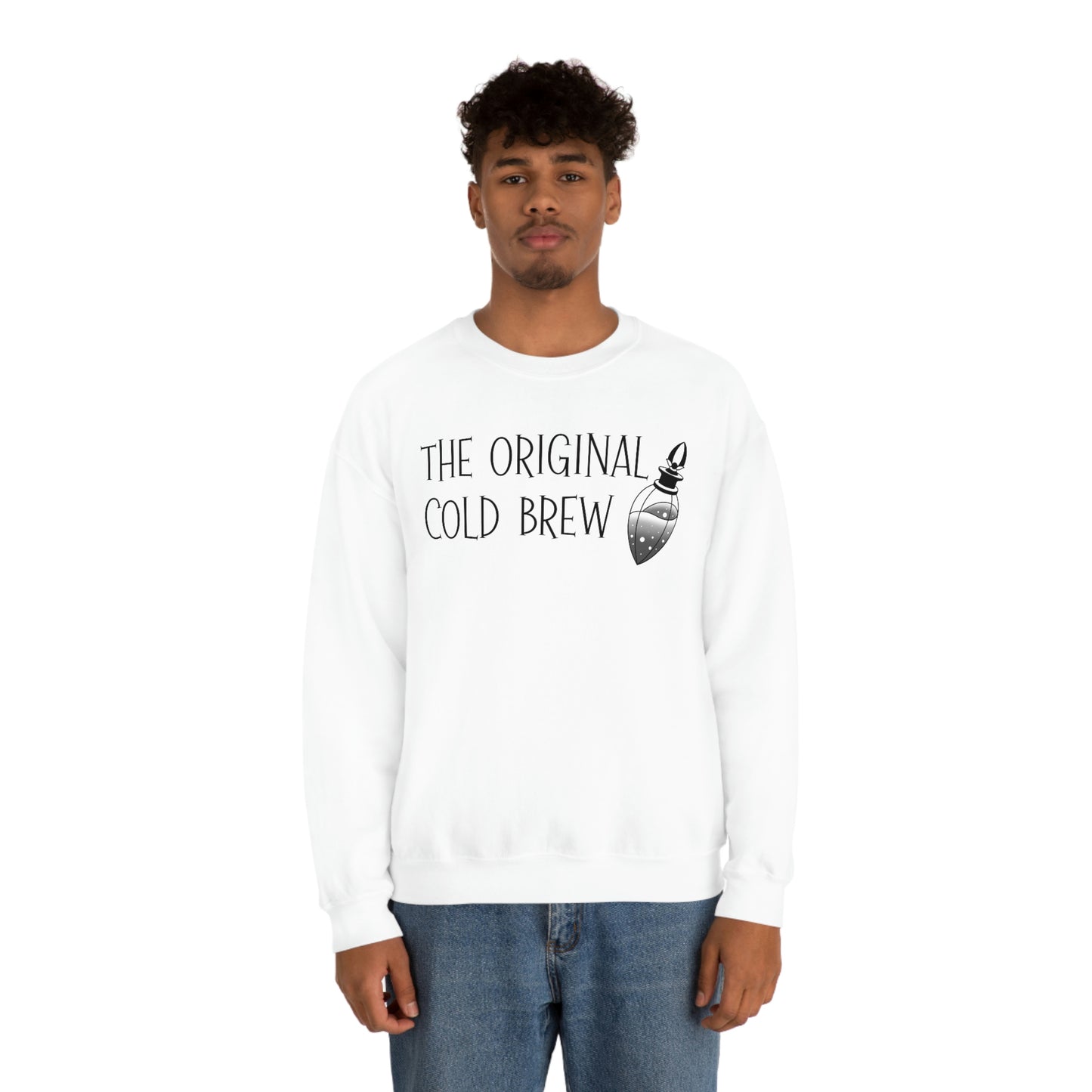 The Original Cold Brew Black Font White unisex heavy blend crewneck sweatshirt