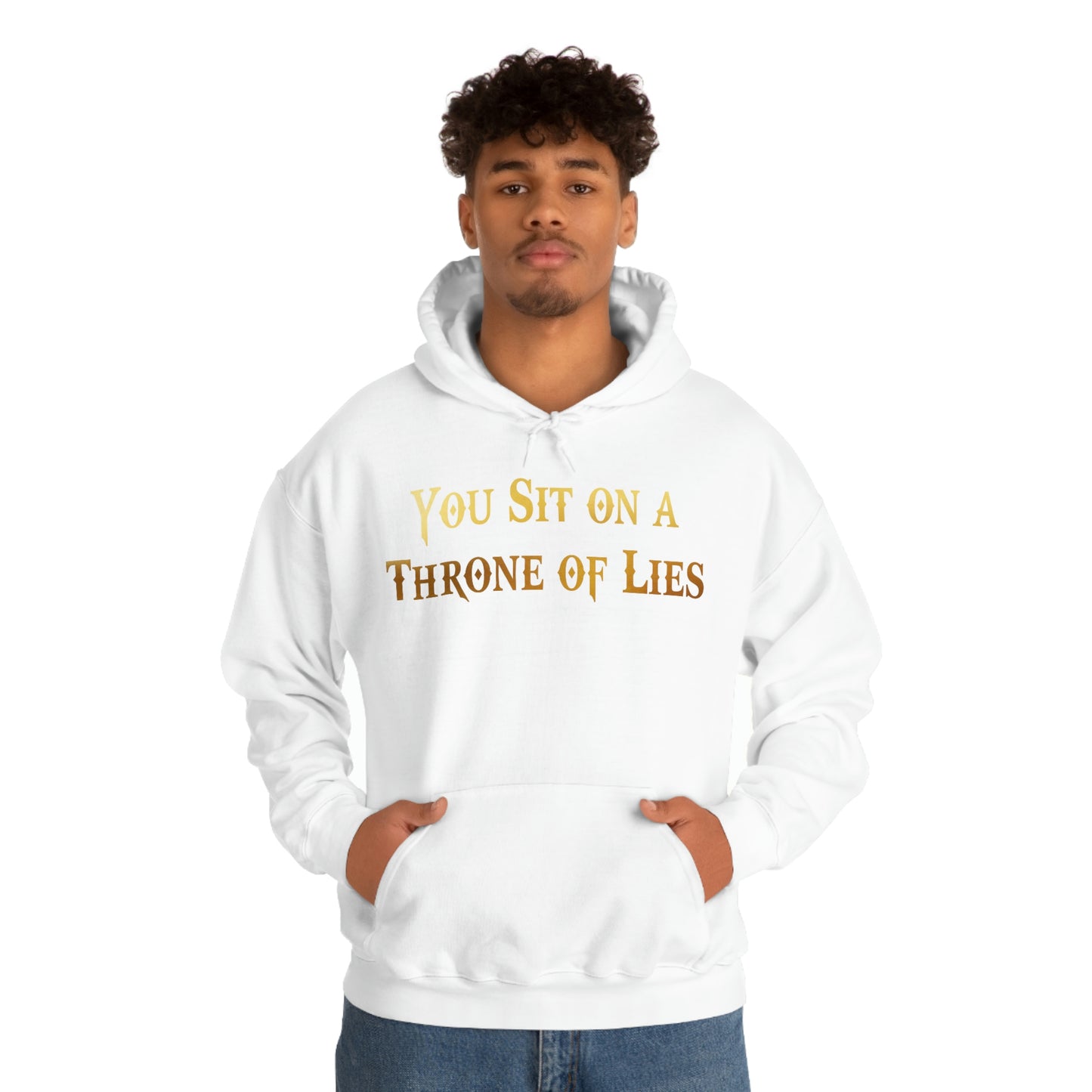 You Sit on A Throne of Lies Gold Font Unisex Heavy Blend™ Hooded Sweatshirt