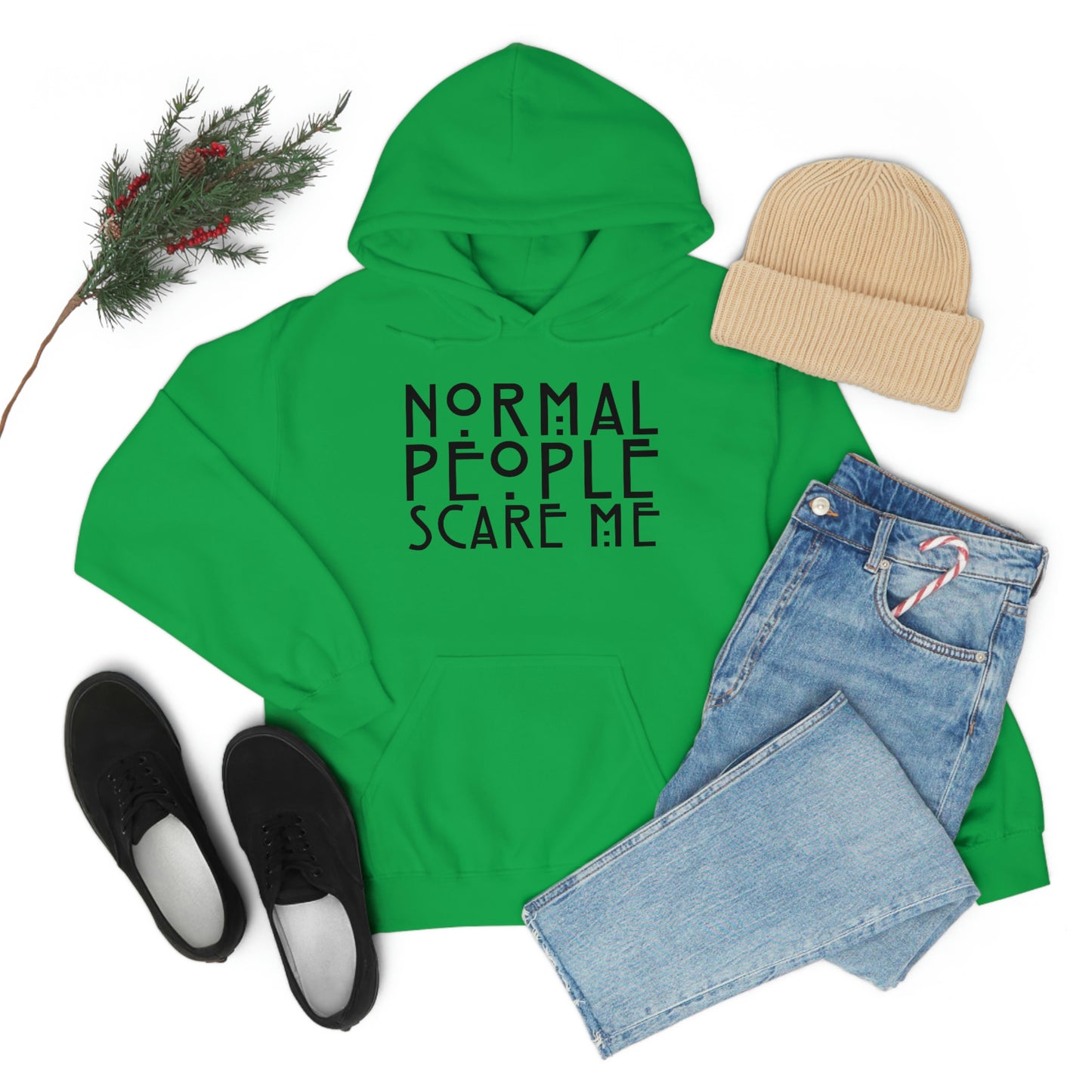 Normal People Scare Me Black Font Unisex Heavy Blend™ Hooded Sweatshirt