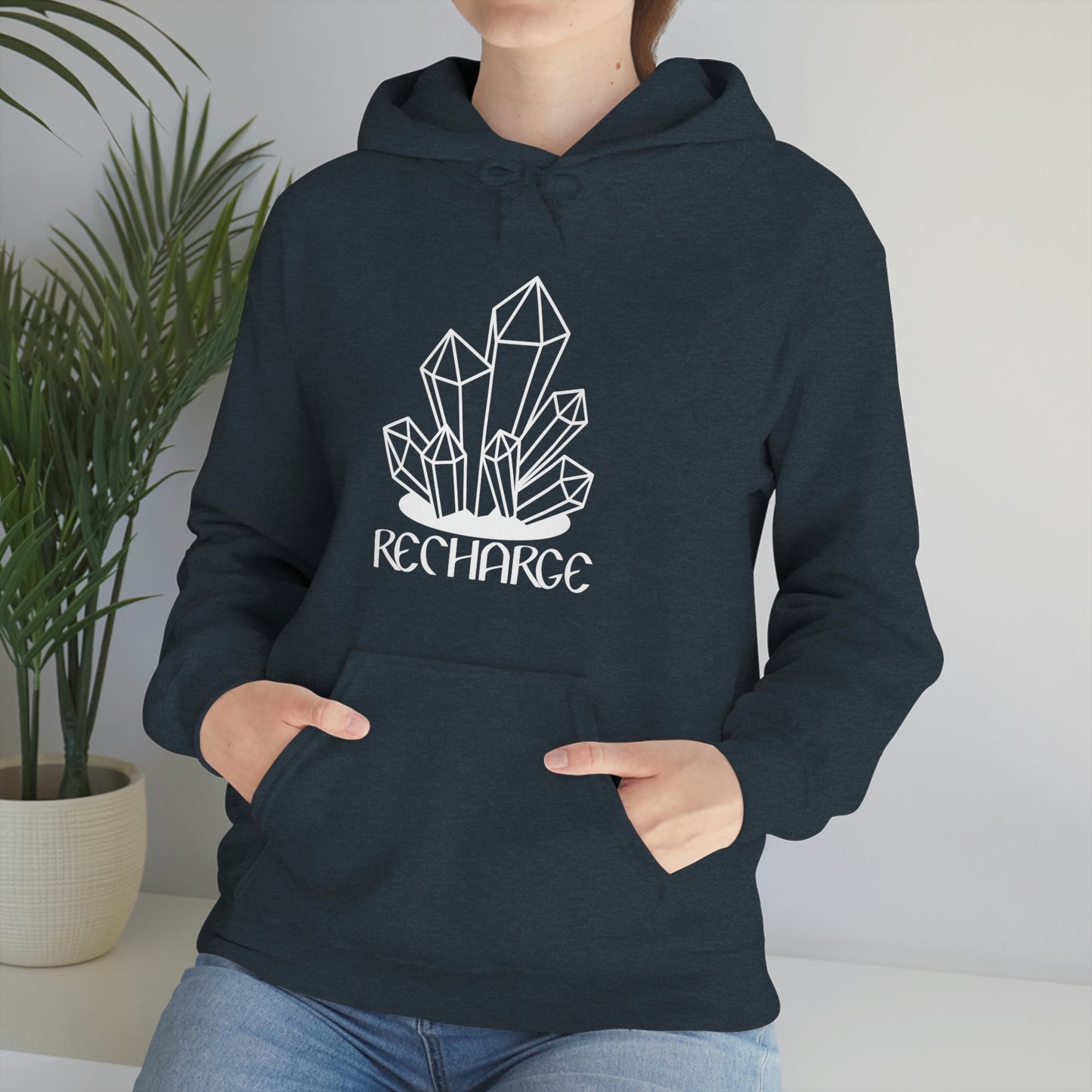 Recharge White Font Unisex Heavy Blend™ Hooded Sweatshirt