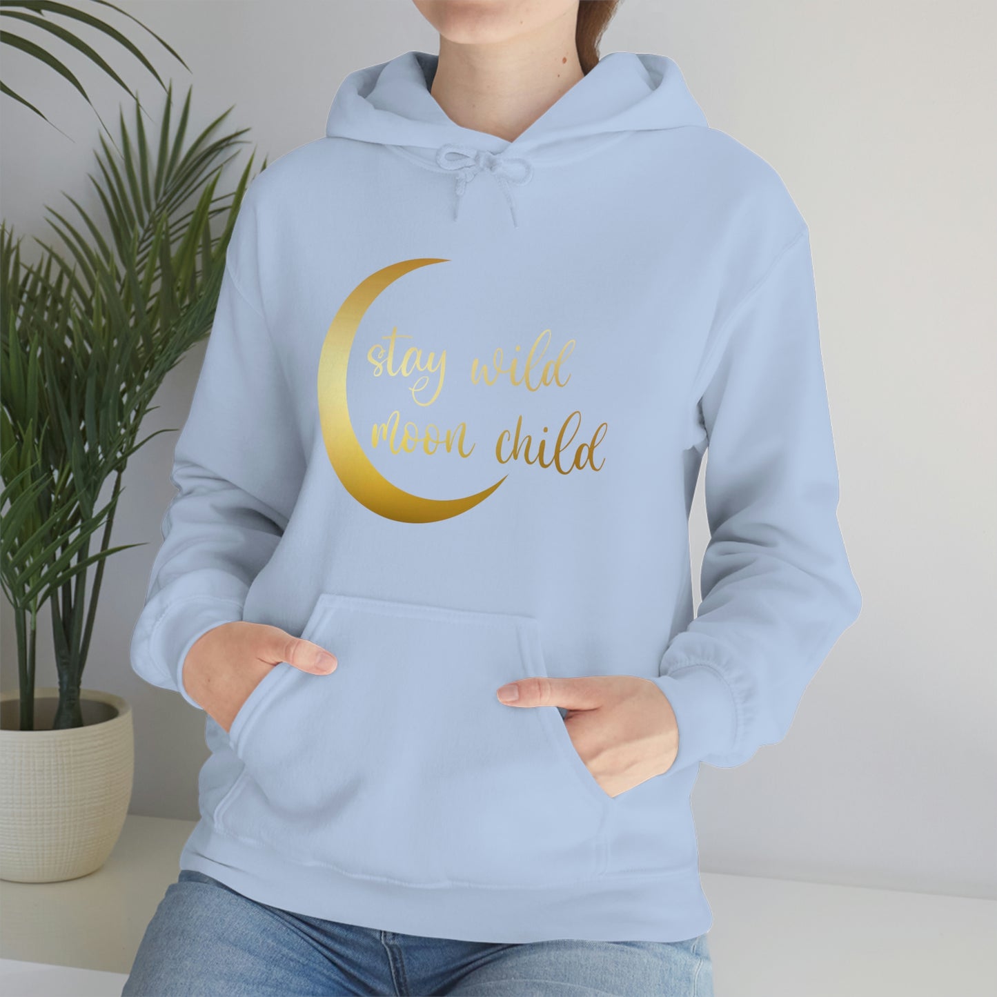 Stay Wild Moon Child Gold Font Unisex Heavy Blend™ Hooded Sweatshirt