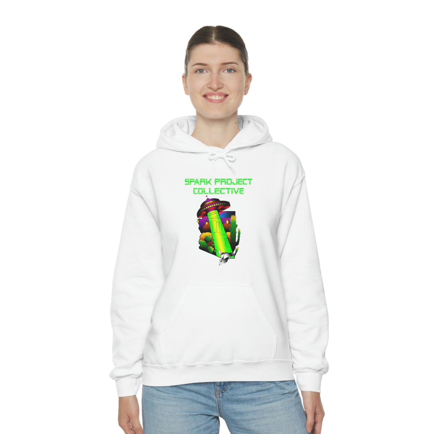 UFO Spark Green Font Unisex Heavy Blend™ Hooded Sweatshirt