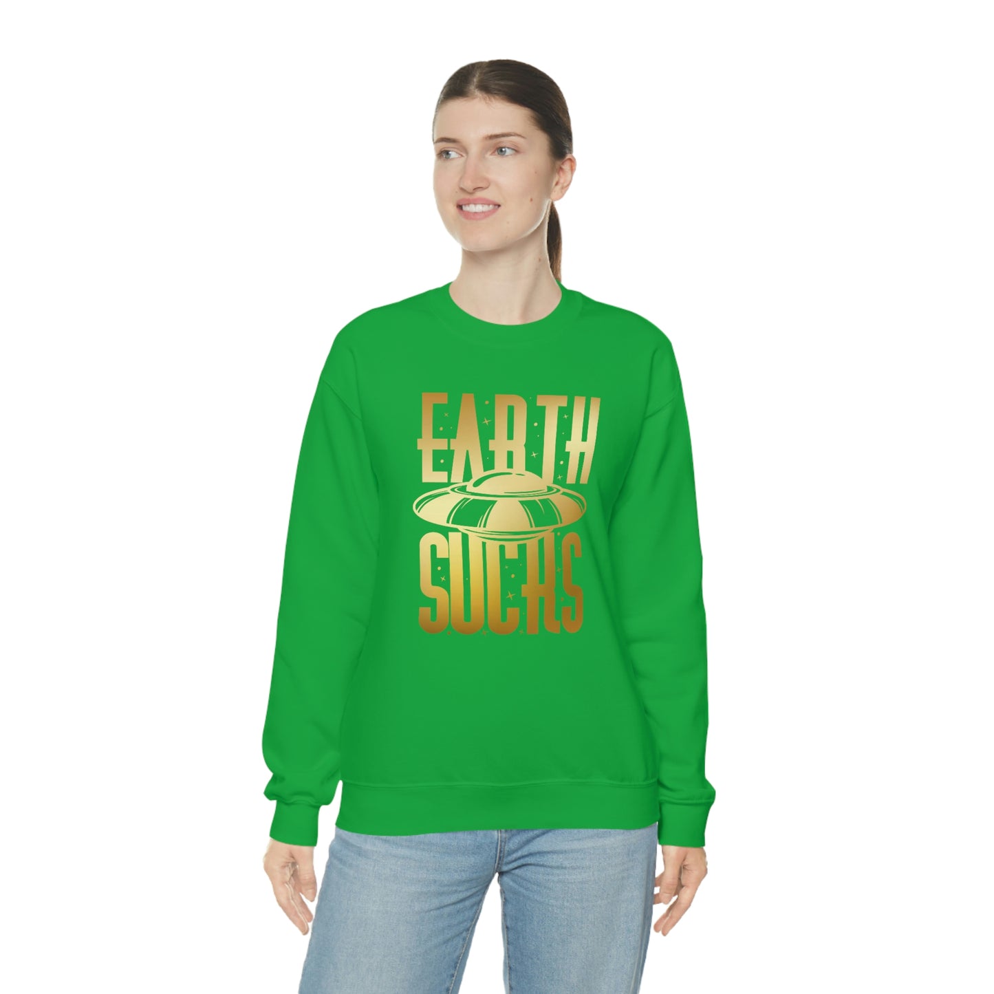 Earth Sucks Gold Font unisex heavy blend crewneck sweatshirt