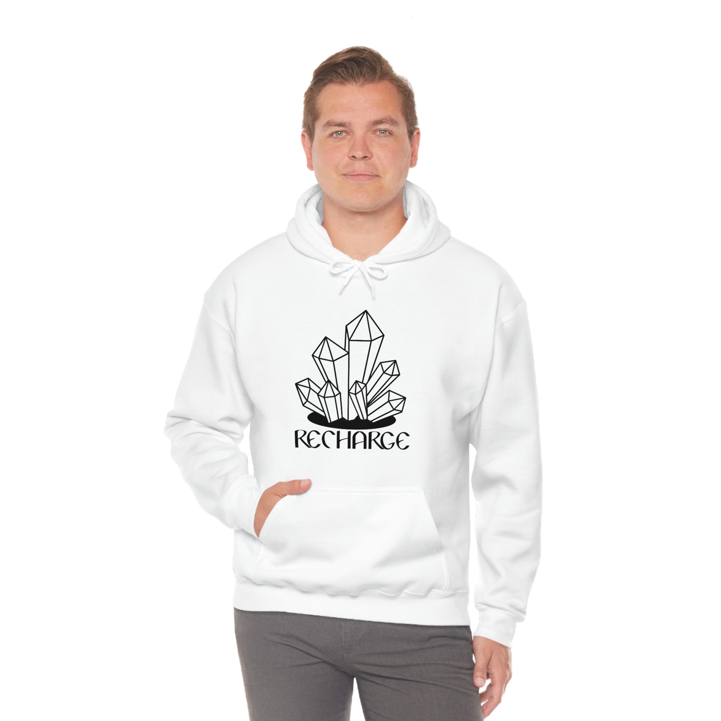 Recharge Black Font Unisex Heavy Blend™ Hooded Sweatshirt