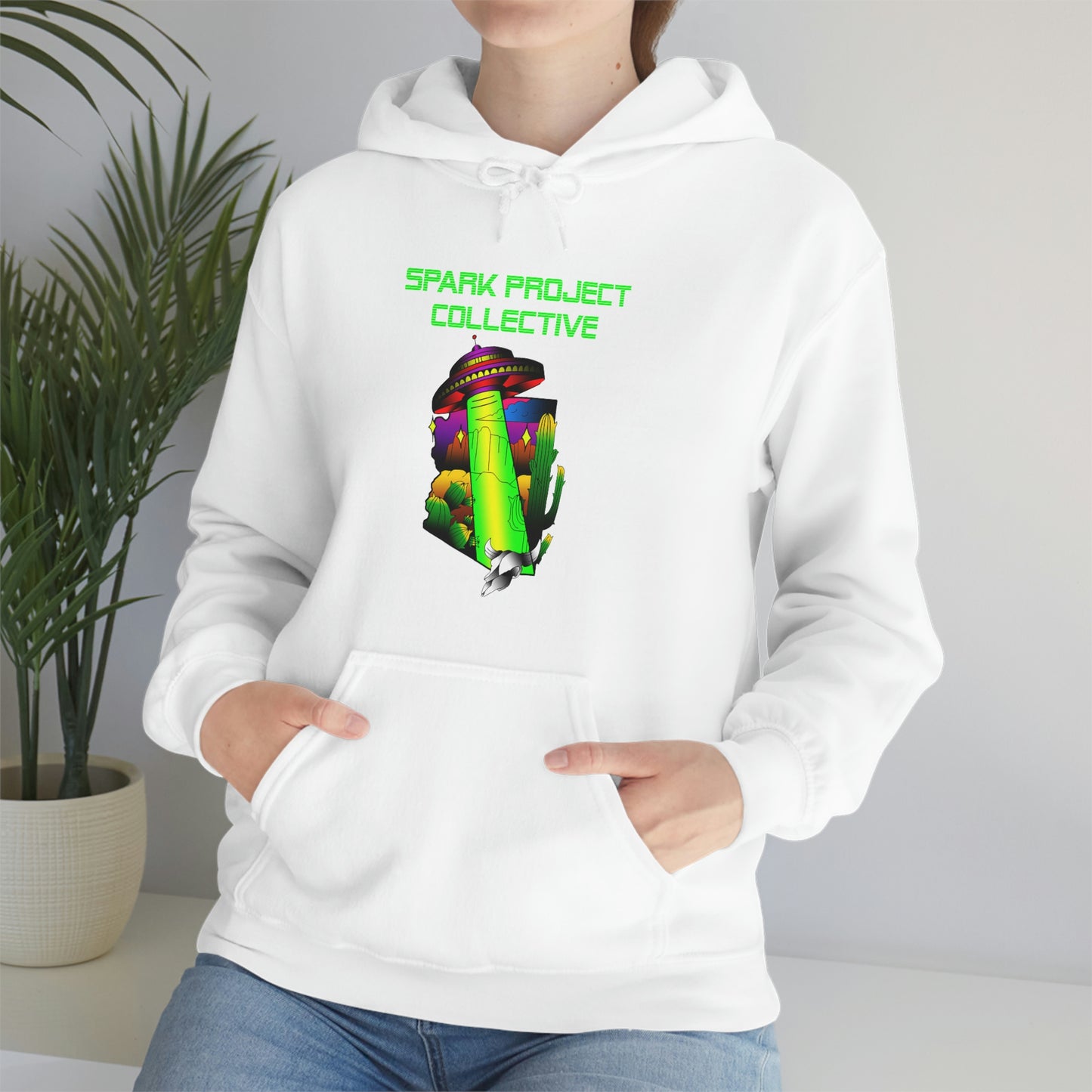 UFO Spark Green Font Unisex Heavy Blend™ Hooded Sweatshirt