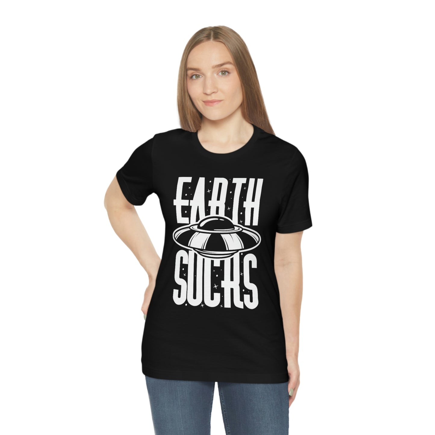 Earth Sucks White Font Unisex Jersey Short Sleeve Tee