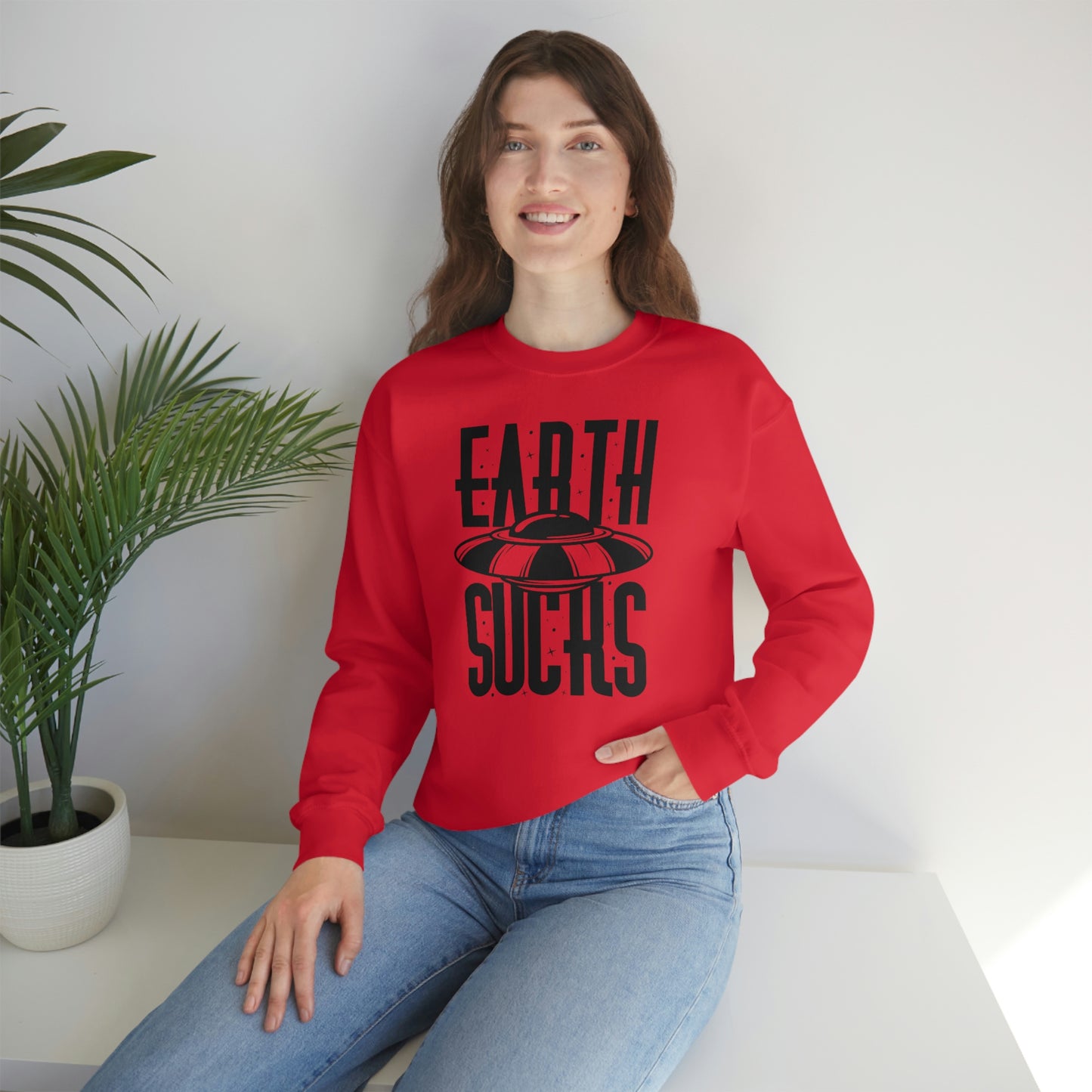 Earth Sucks Black Font unisex heavy blend crewneck sweatshirt