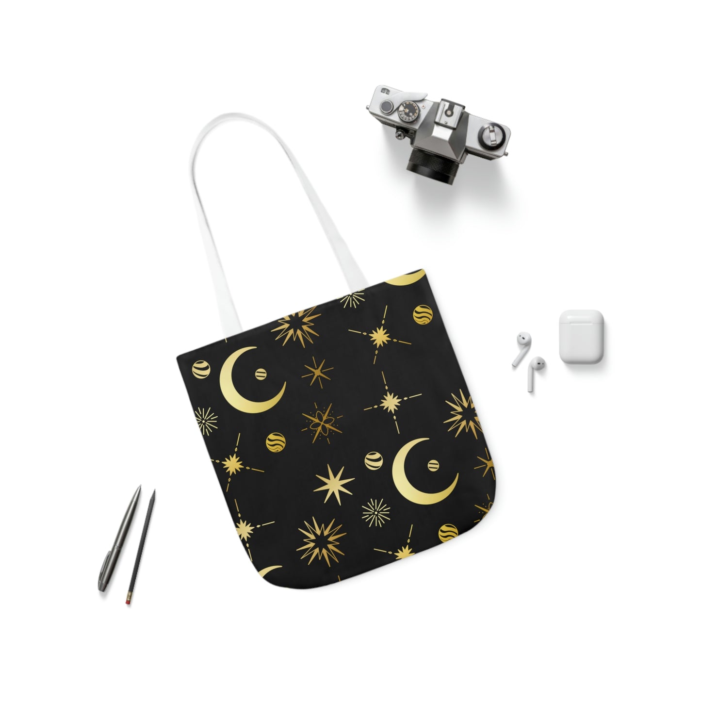 Moon and Stars AOP Polyester Canvas Tote Bag