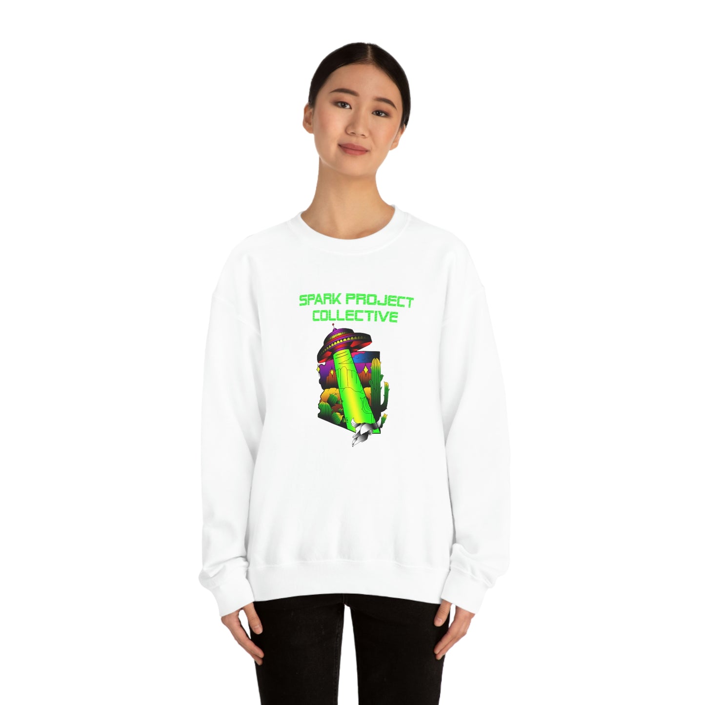 UFO Spark Green Font unisex heavy blend crewneck sweatshirt