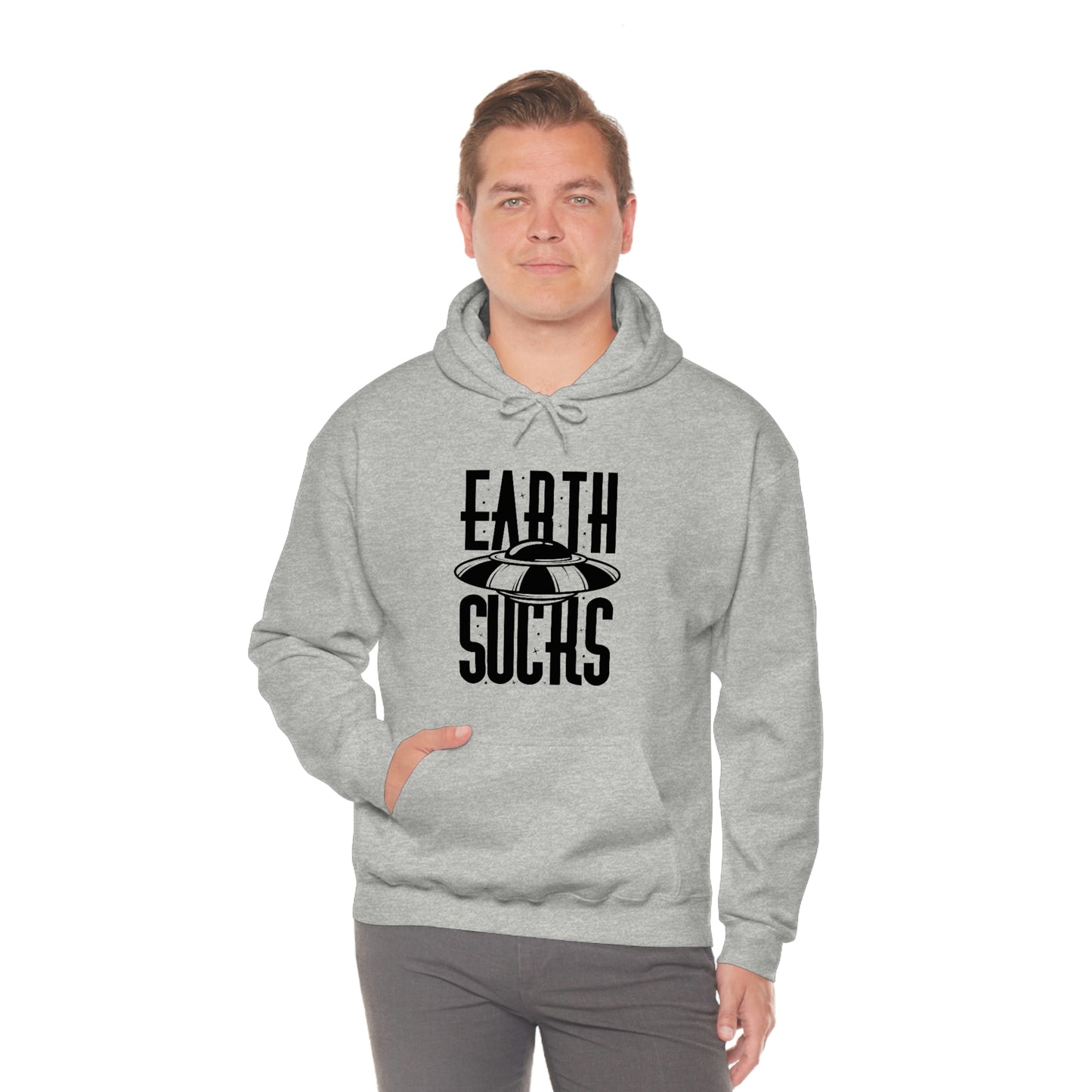 Earth Sucks Black Font Unisex Heavy Blend™ Hooded Sweatshirt