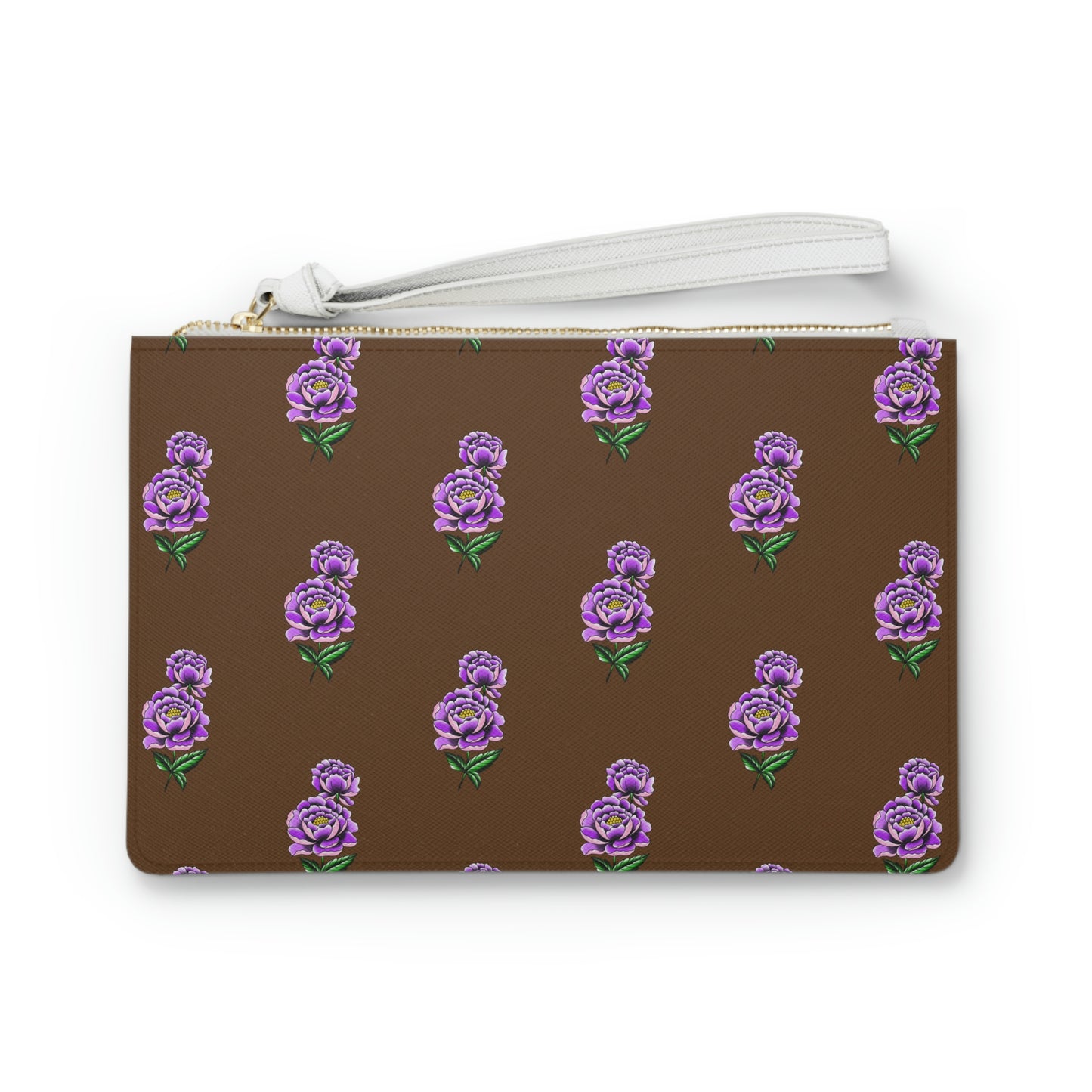 Flower, Brown Clutch Bag