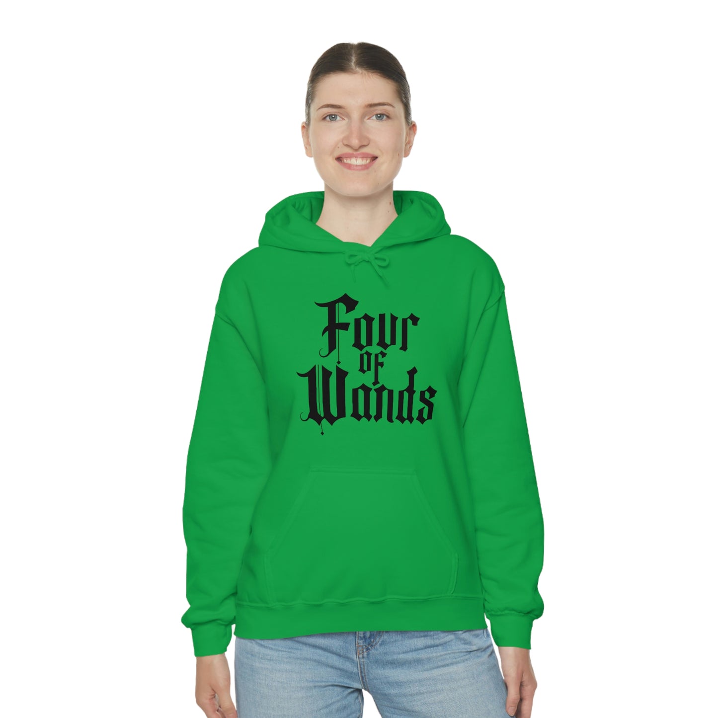 Four of Wands Black Logo Unisex Heavy Blend™ Hooded Sweatshirt