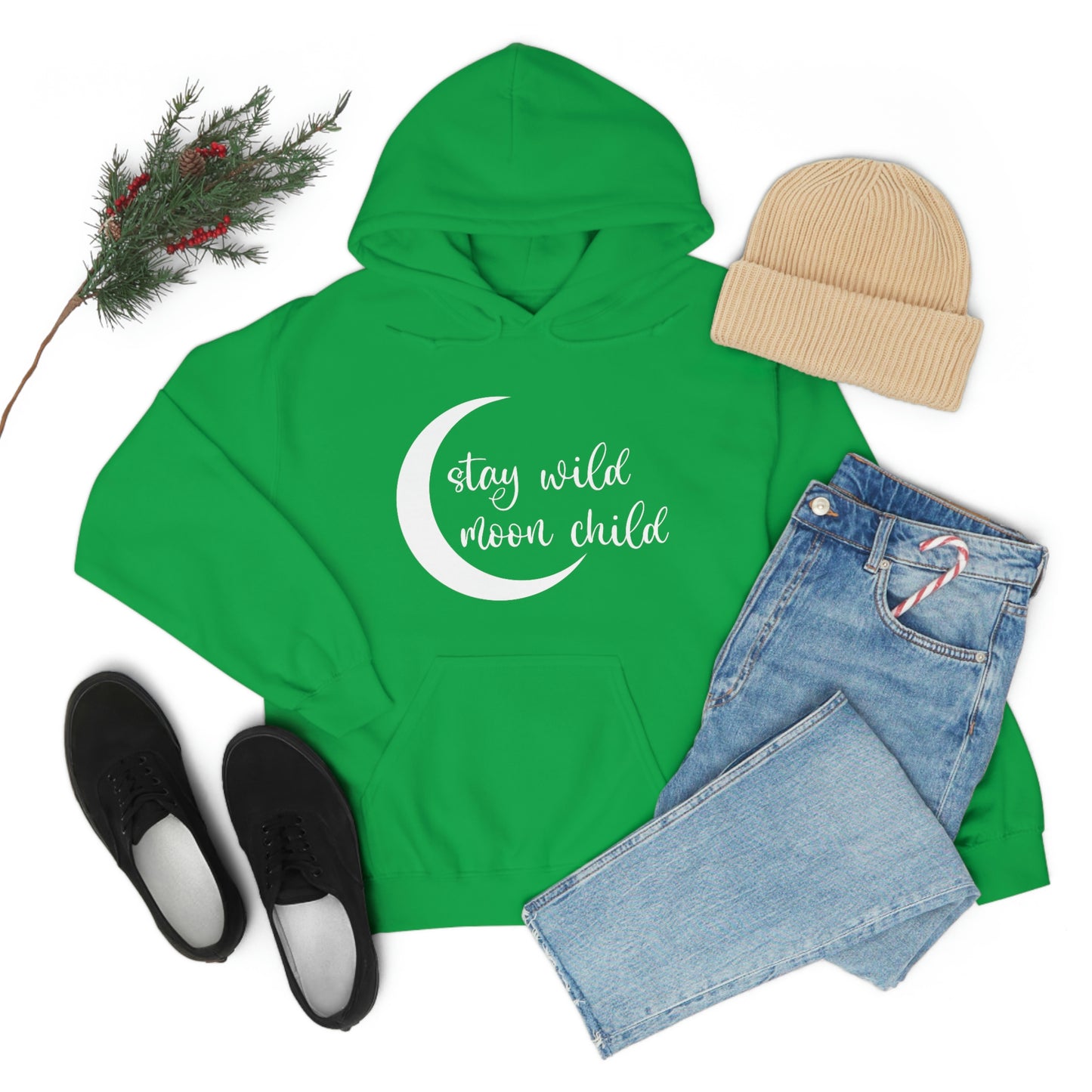 Stay Wild Moon Child White Font Unisex Heavy Blend™ Hooded Sweatshirt