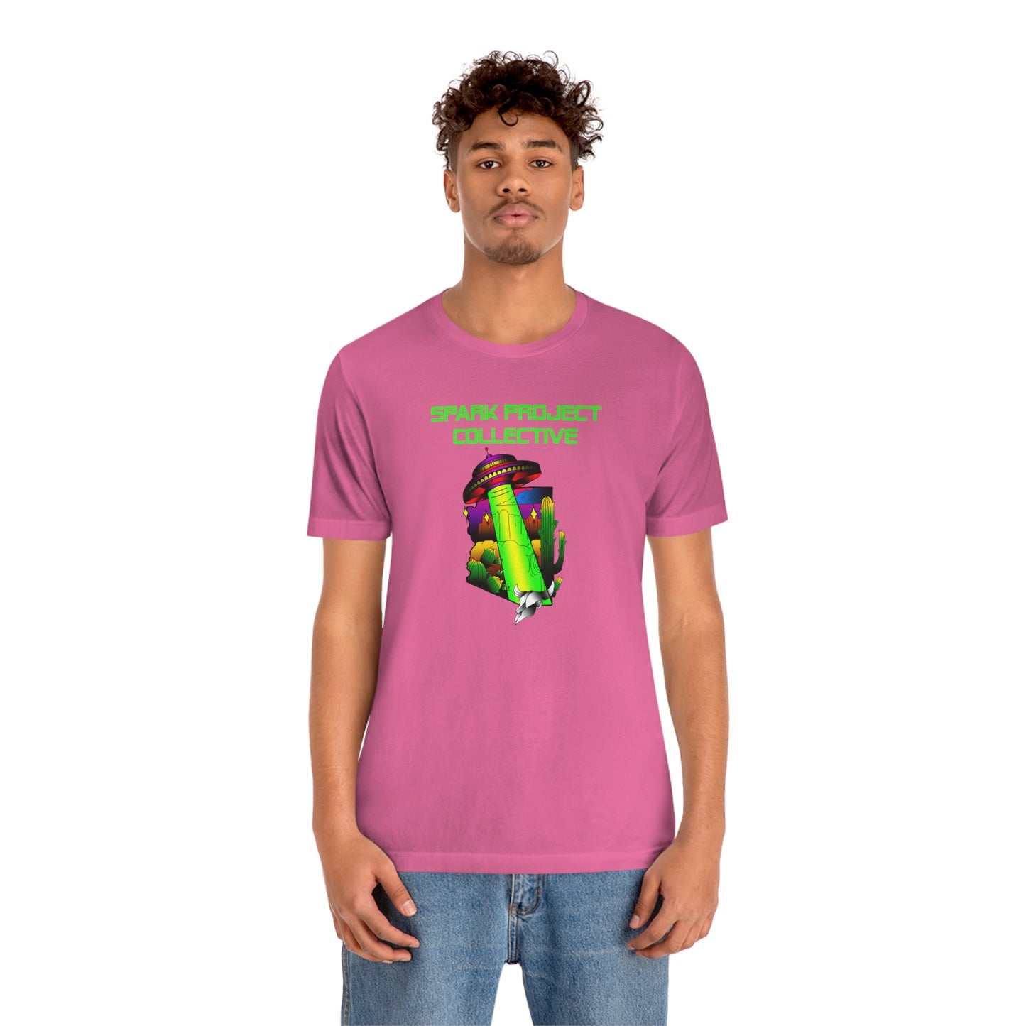 UFO Spark Green Font unisex jersey short sleeve tee