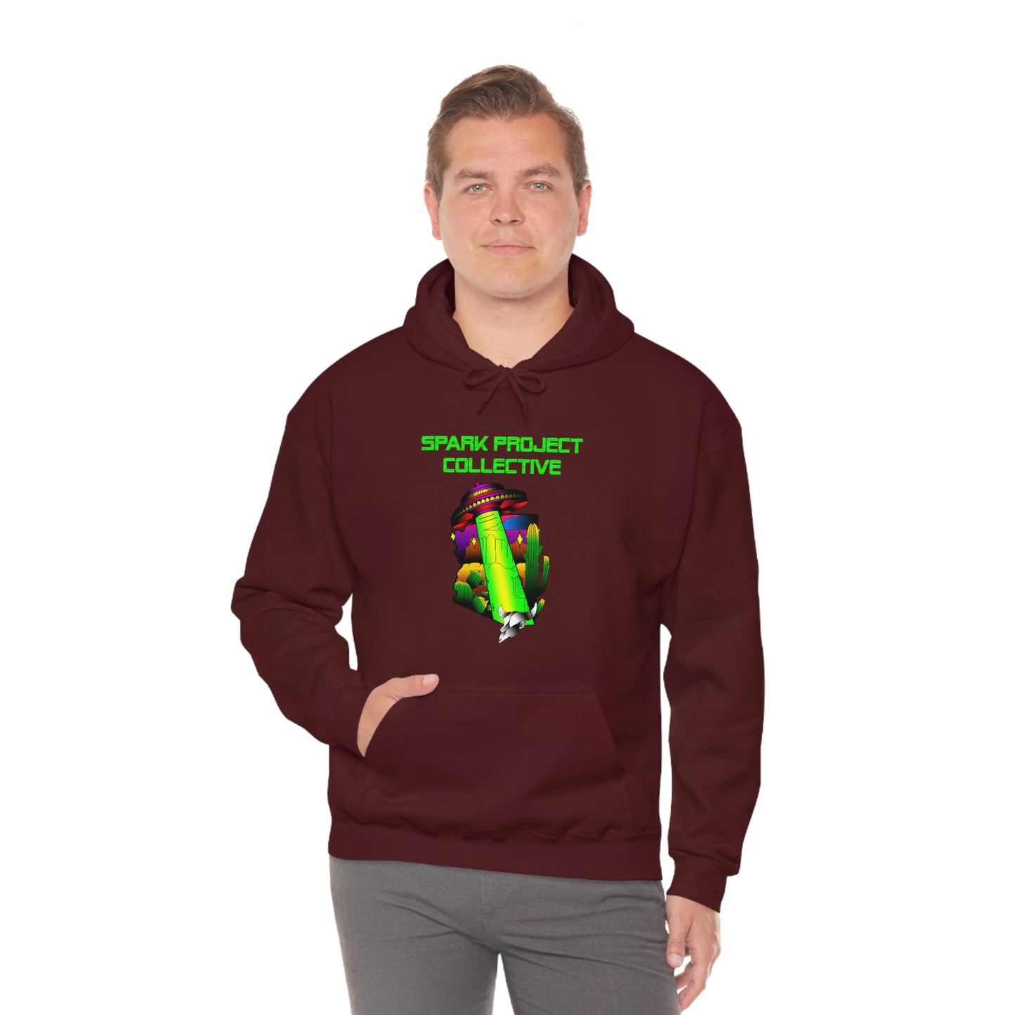 UFO Spark Green Font Unisex Heavy Blend™ Hooded Sweatshirt