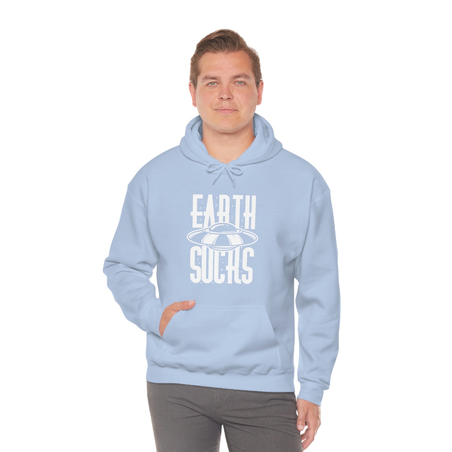 Earth Sucks White Font Unisex Heavy Blend™ Hooded Sweatshirt