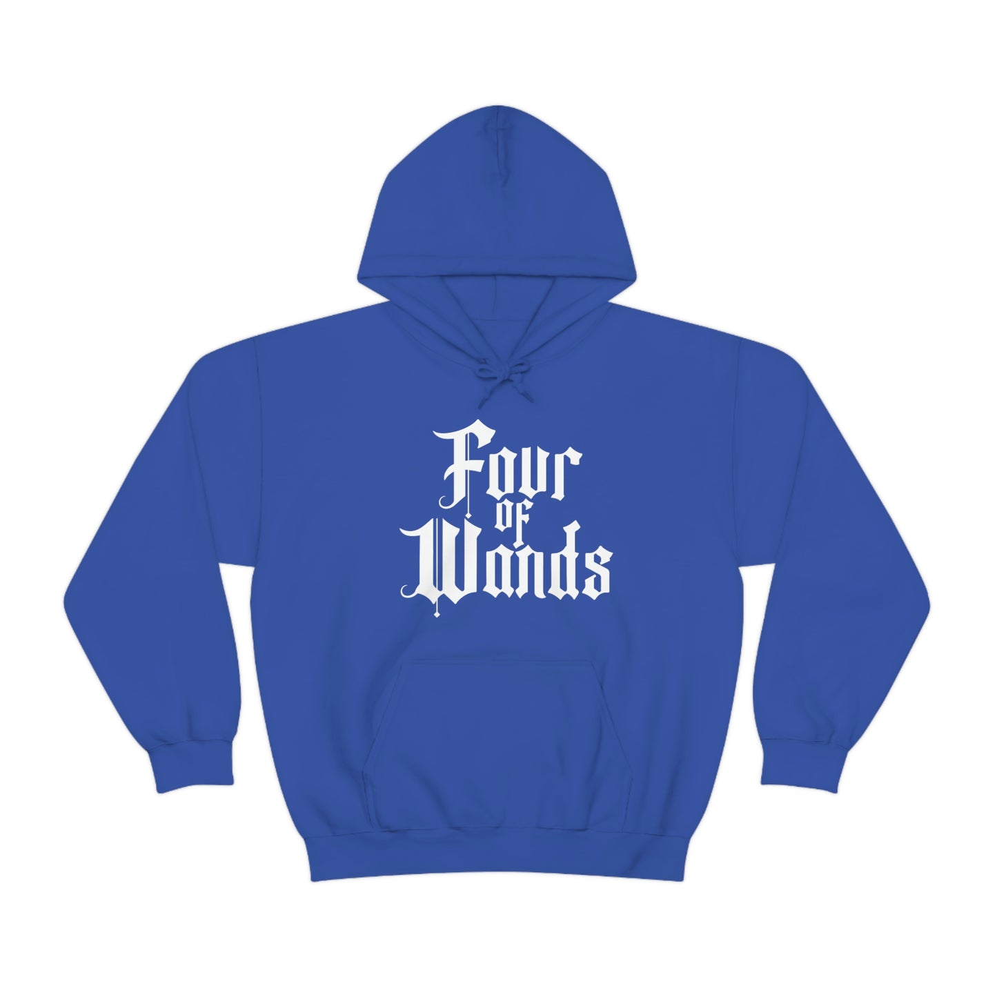 Four of Wands White Logo Unisex Heavy Blend™ Hooded Sweatshirt