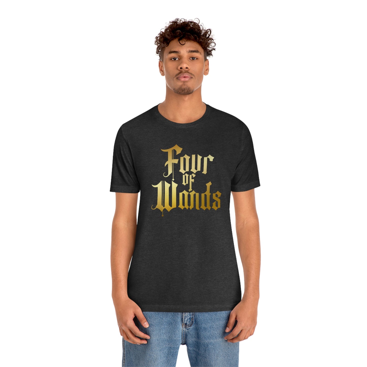 Four of Wands Gold Logo Unisex Jersey Short Sleeve Tee