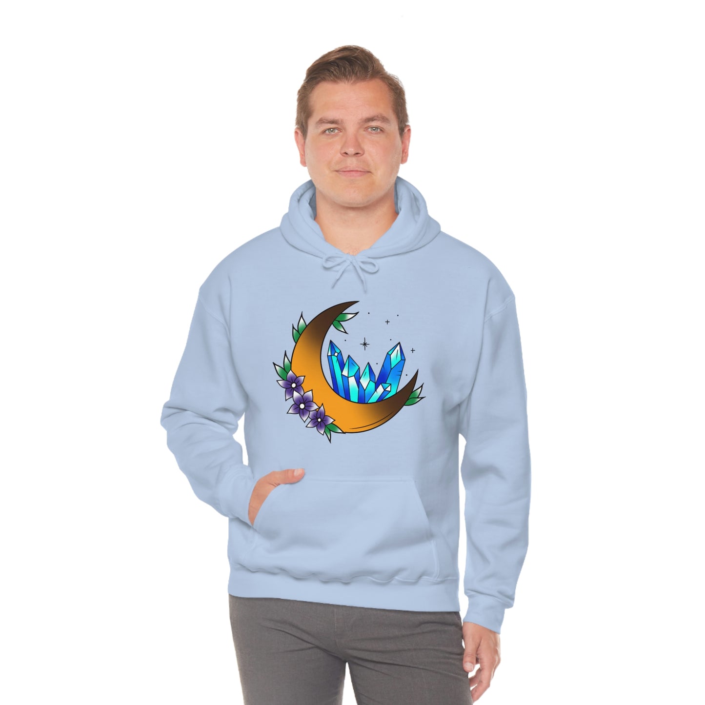 Blue Crystal Flower Unisex Heavy Blend™ Hooded Sweatshirt